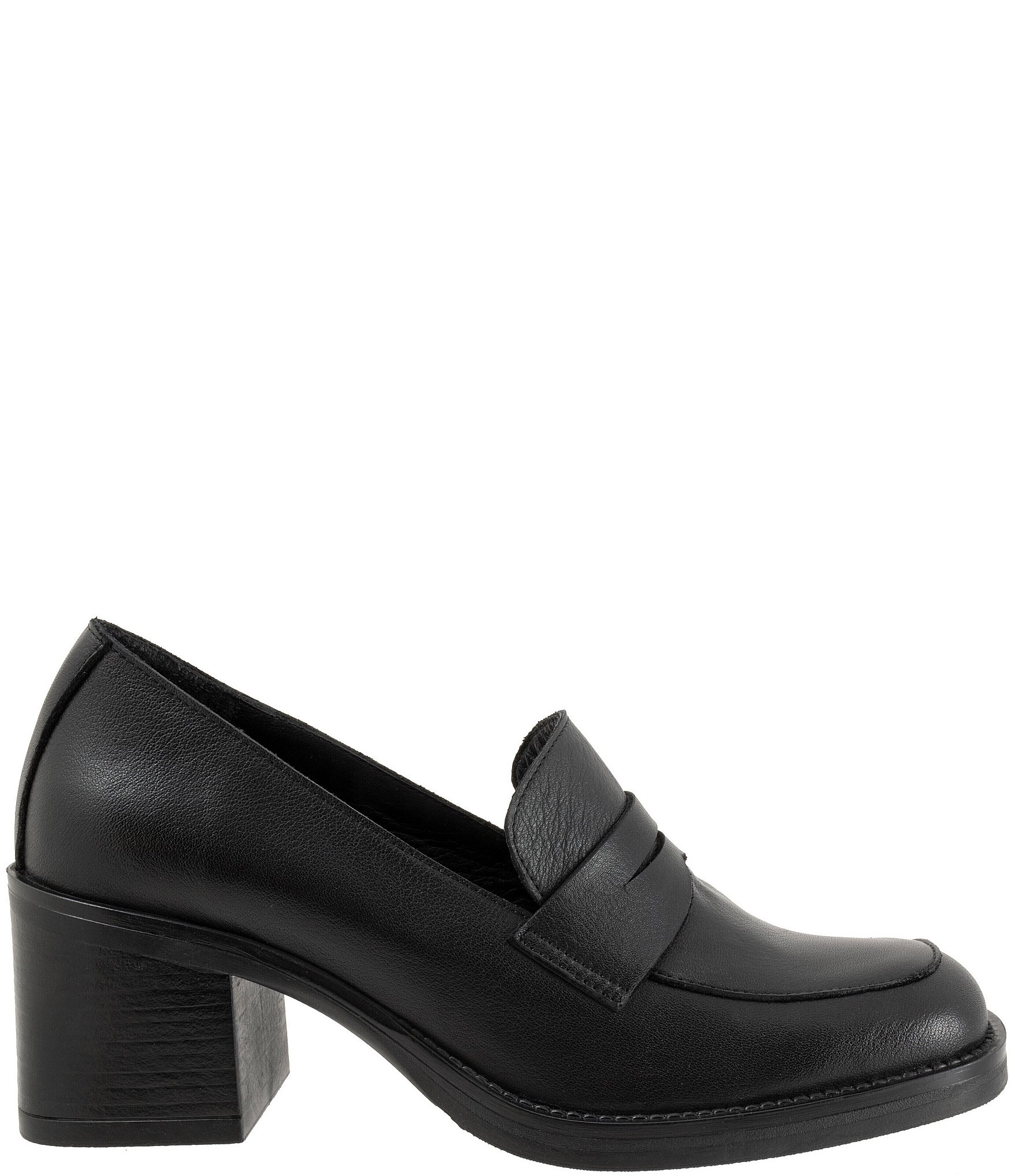 Bueno Ruth Leather Block Heel Penny Loafer Pumps