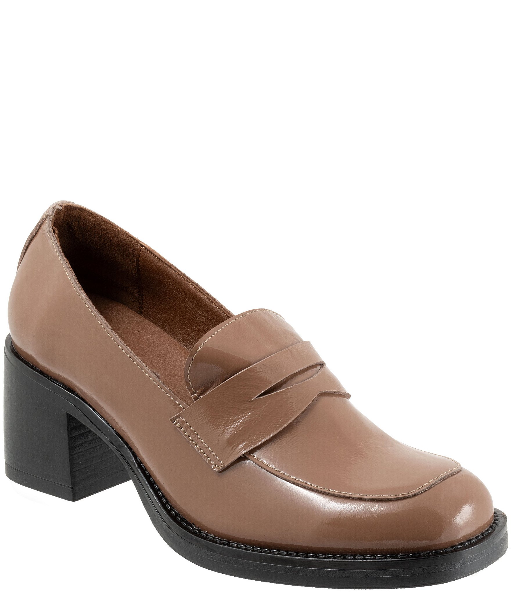 Bueno Ruth Patent Leather Block Heel Penny Loafer Pumps
