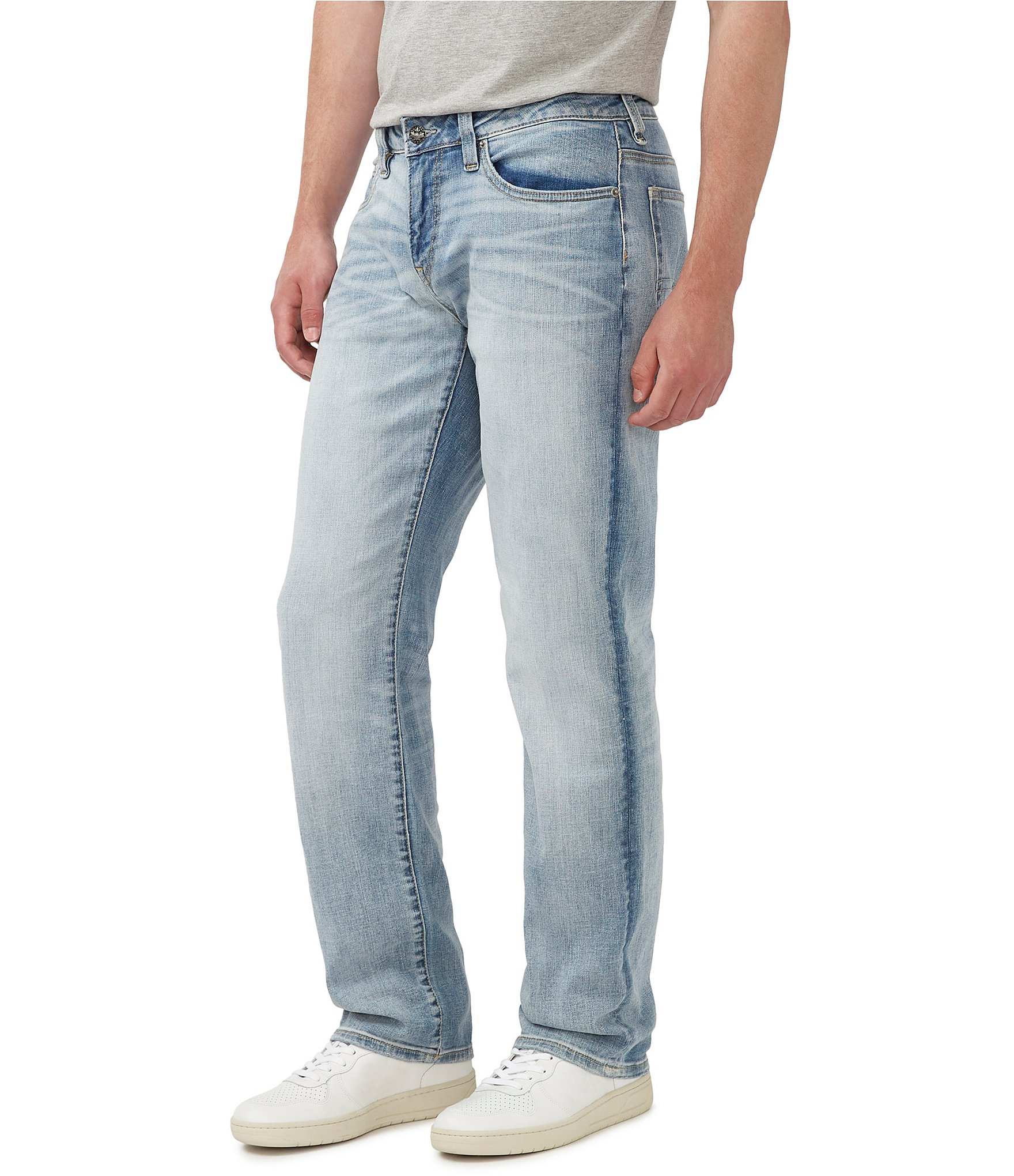 Buffalo David Bitton Crinkled Mid Blue Straight-Six Jeans