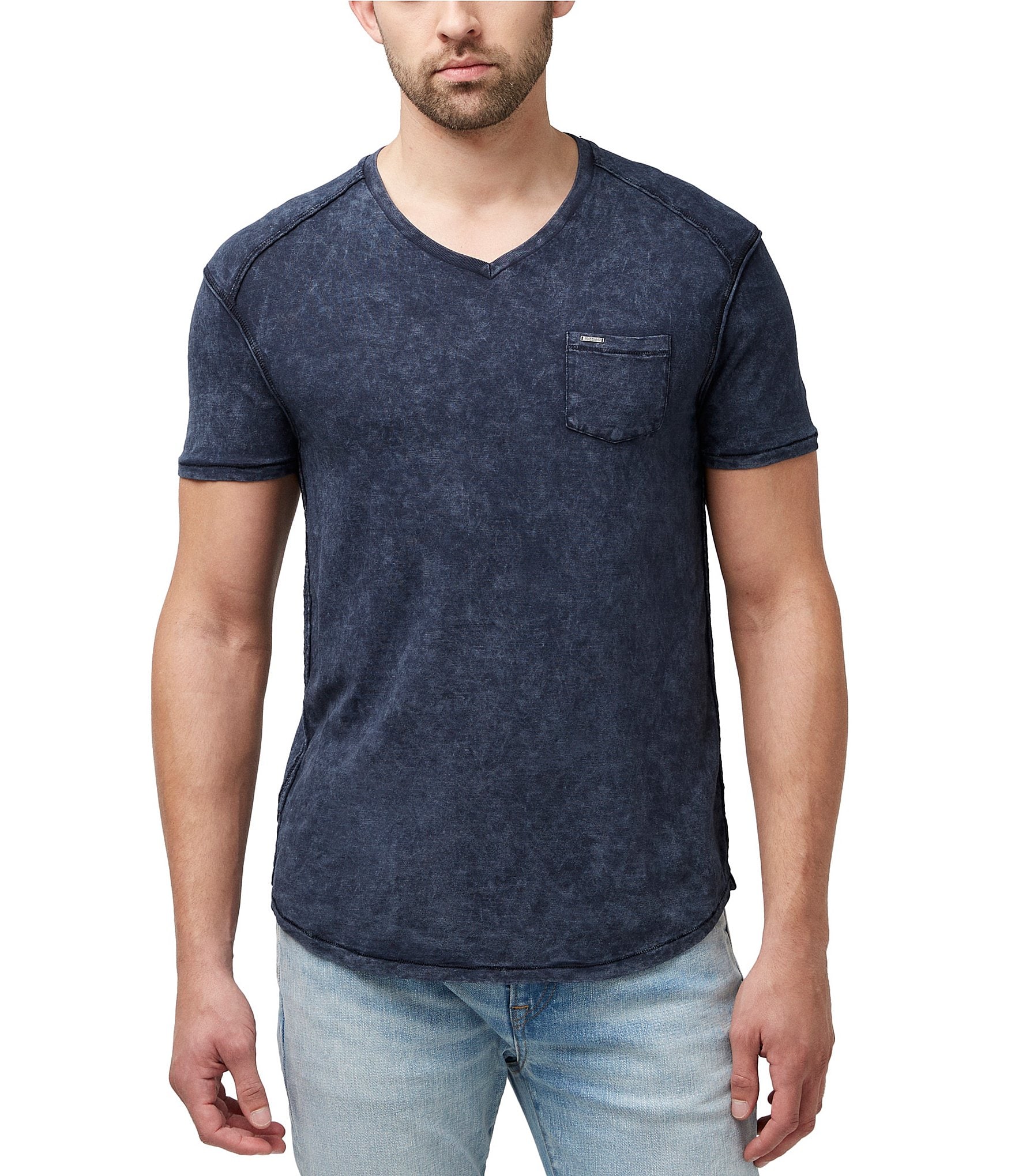 Buffalo David Bitton Kamiz V-Neck Short Sleeve Pocket T-Shirt