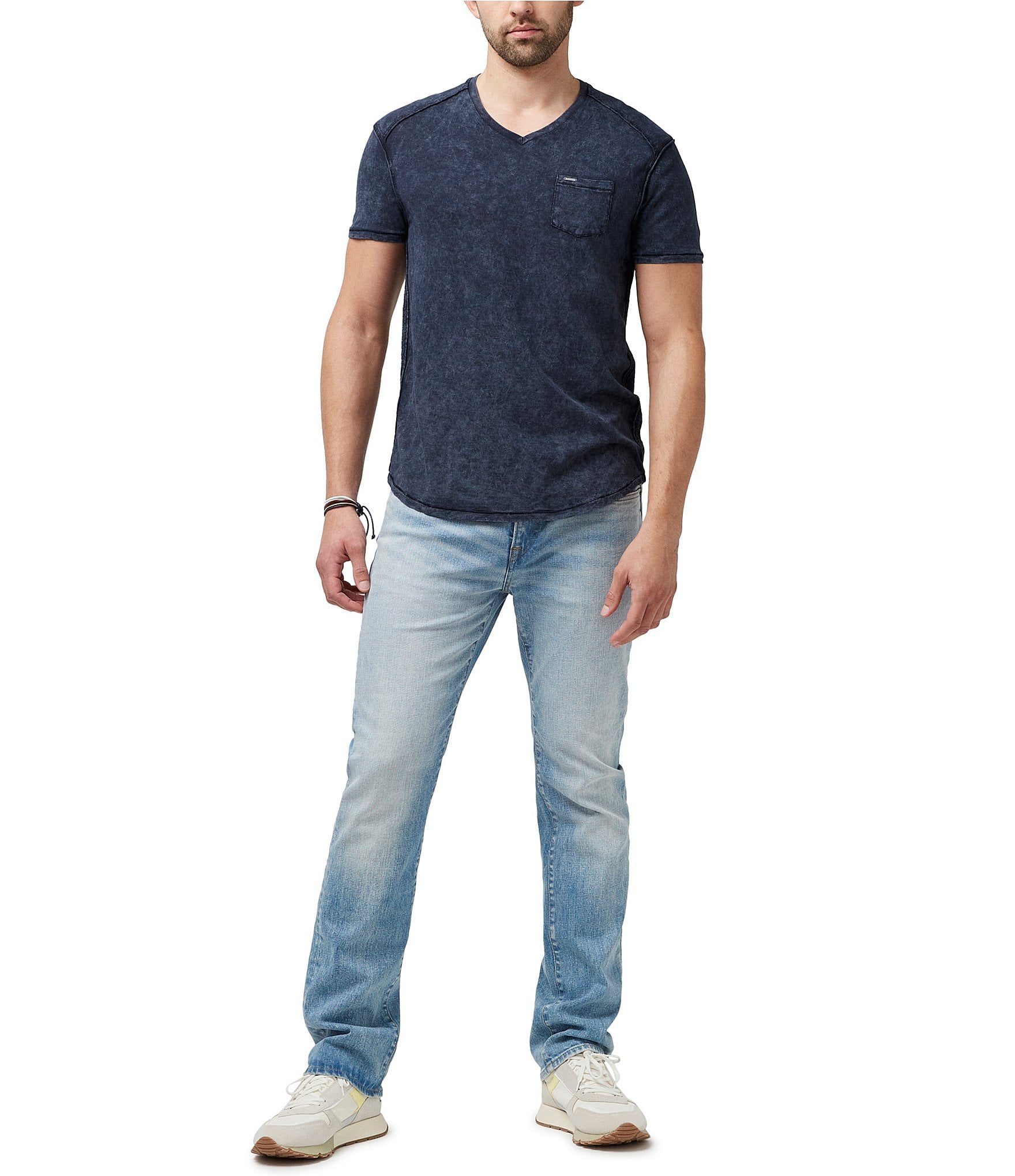 Buffalo David Bitton Kamiz V-Neck Short Sleeve Pocket T-Shirt