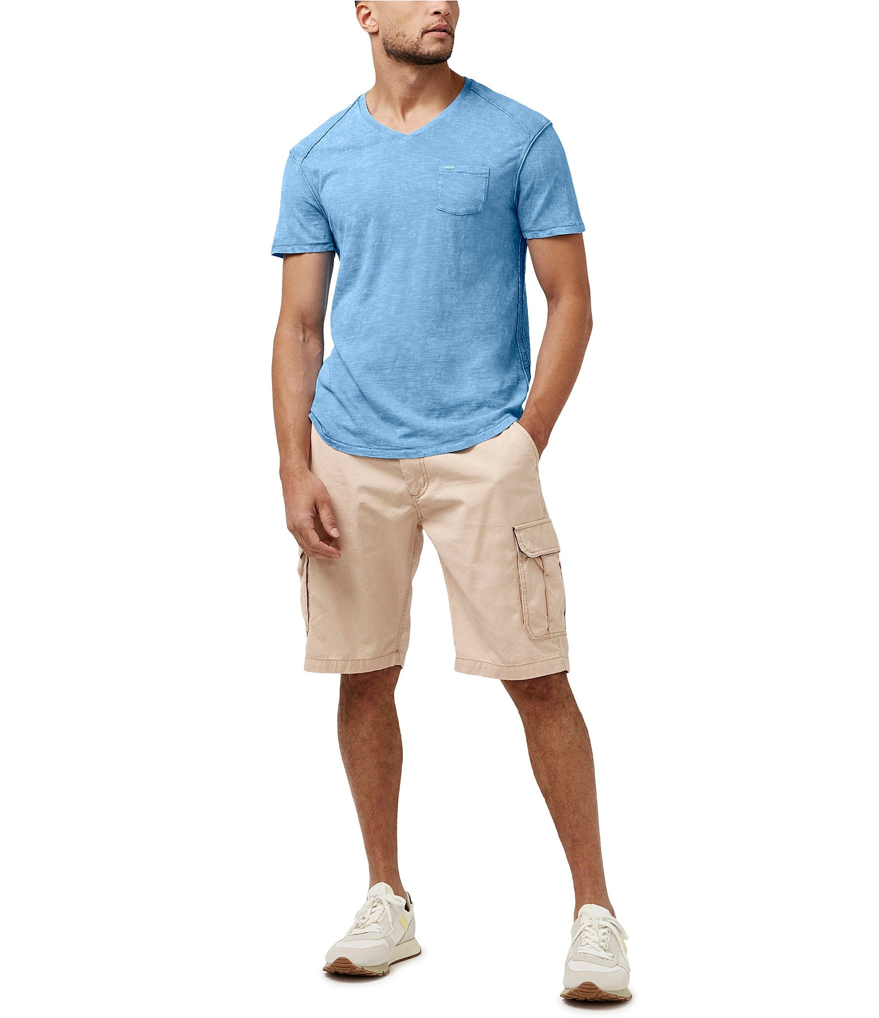 Buffalo David Bitton Kamiz V-Neck Short Sleeve Pocket T-Shirt