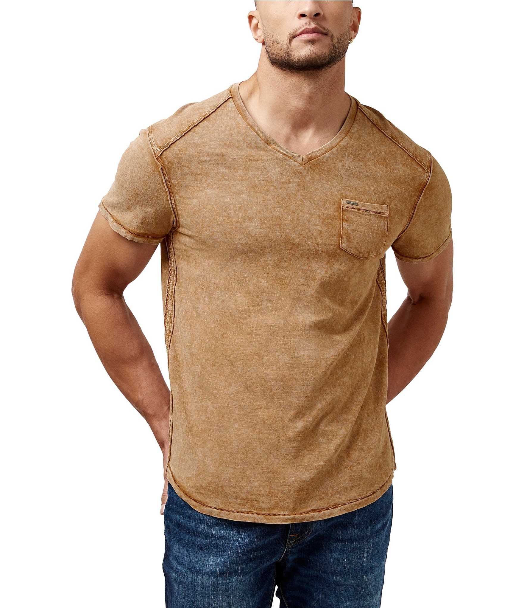 Buffalo David Bitton Kamiz V-Neck Short Sleeve Pocket T-Shirt