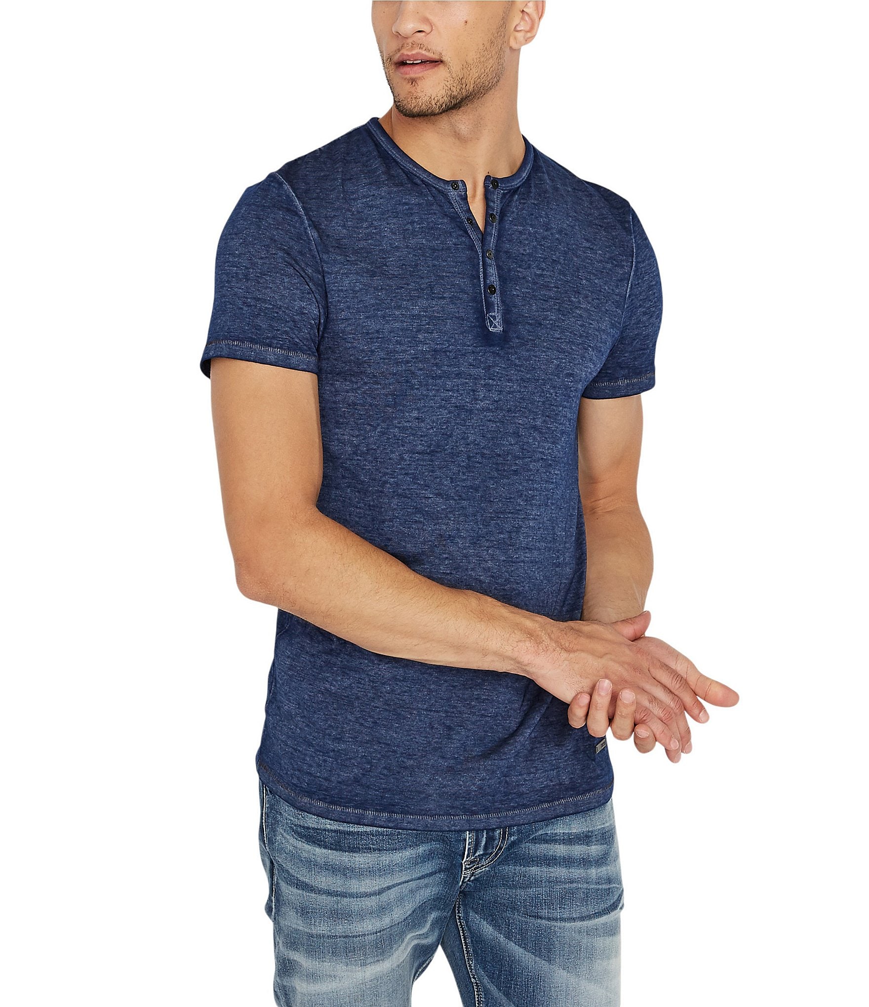 Buffalo David Bitton Kasum Short-Sleeve Burnout Henley