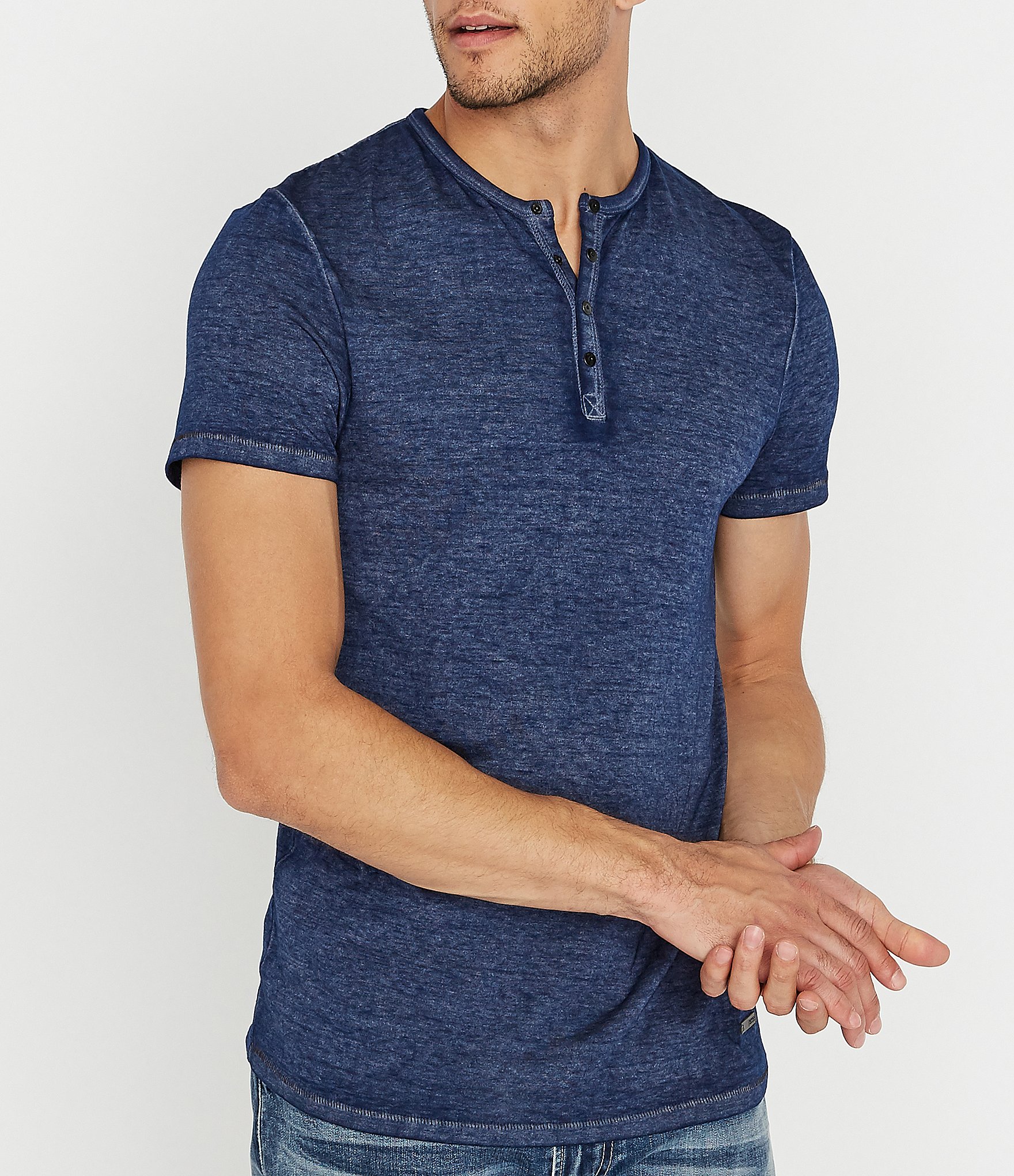 Buffalo David Bitton Kasum Short-Sleeve Burnout Henley