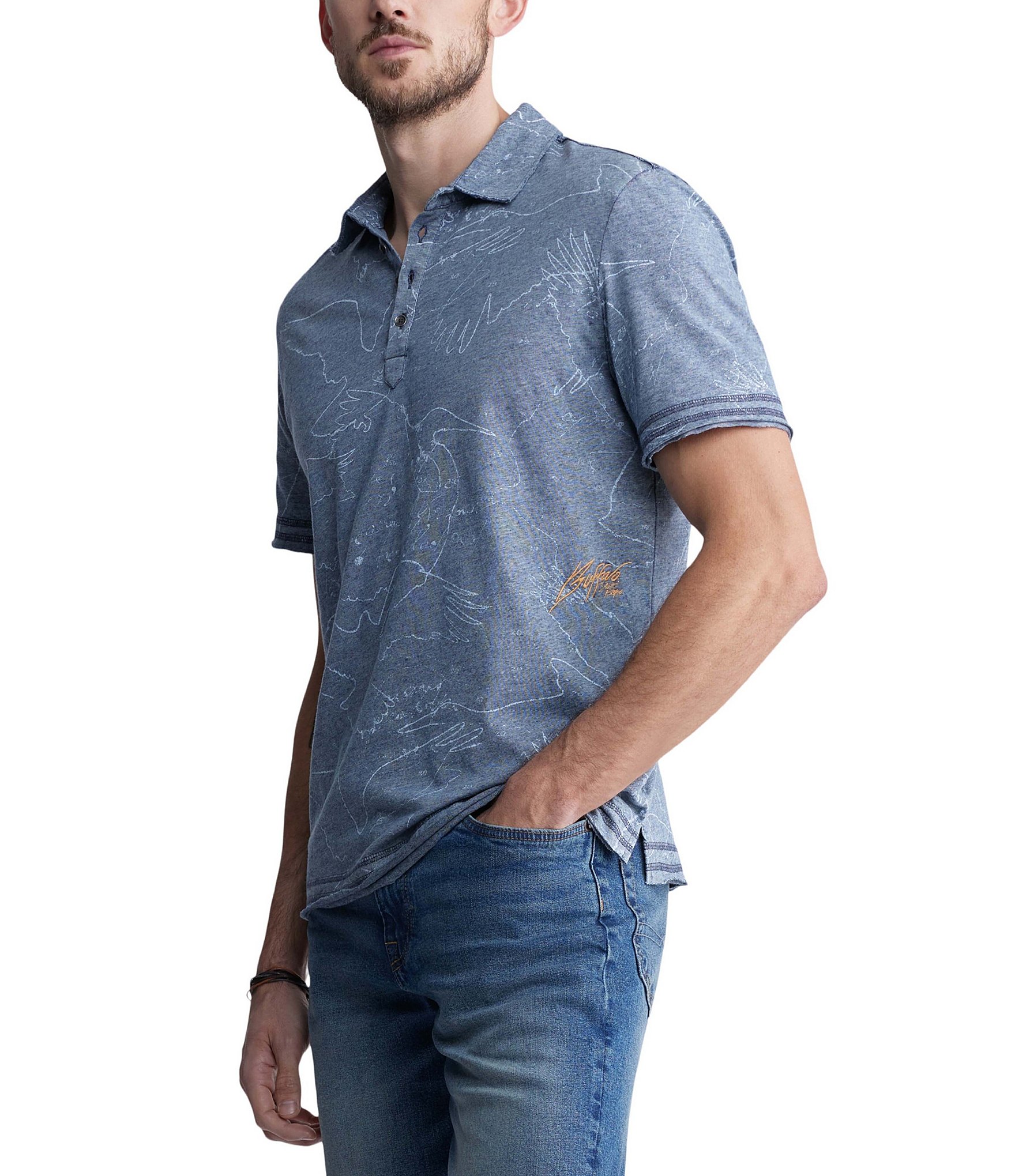 Buffalo David Bitton Komodo Short Sleeve Printed Polo Shirt