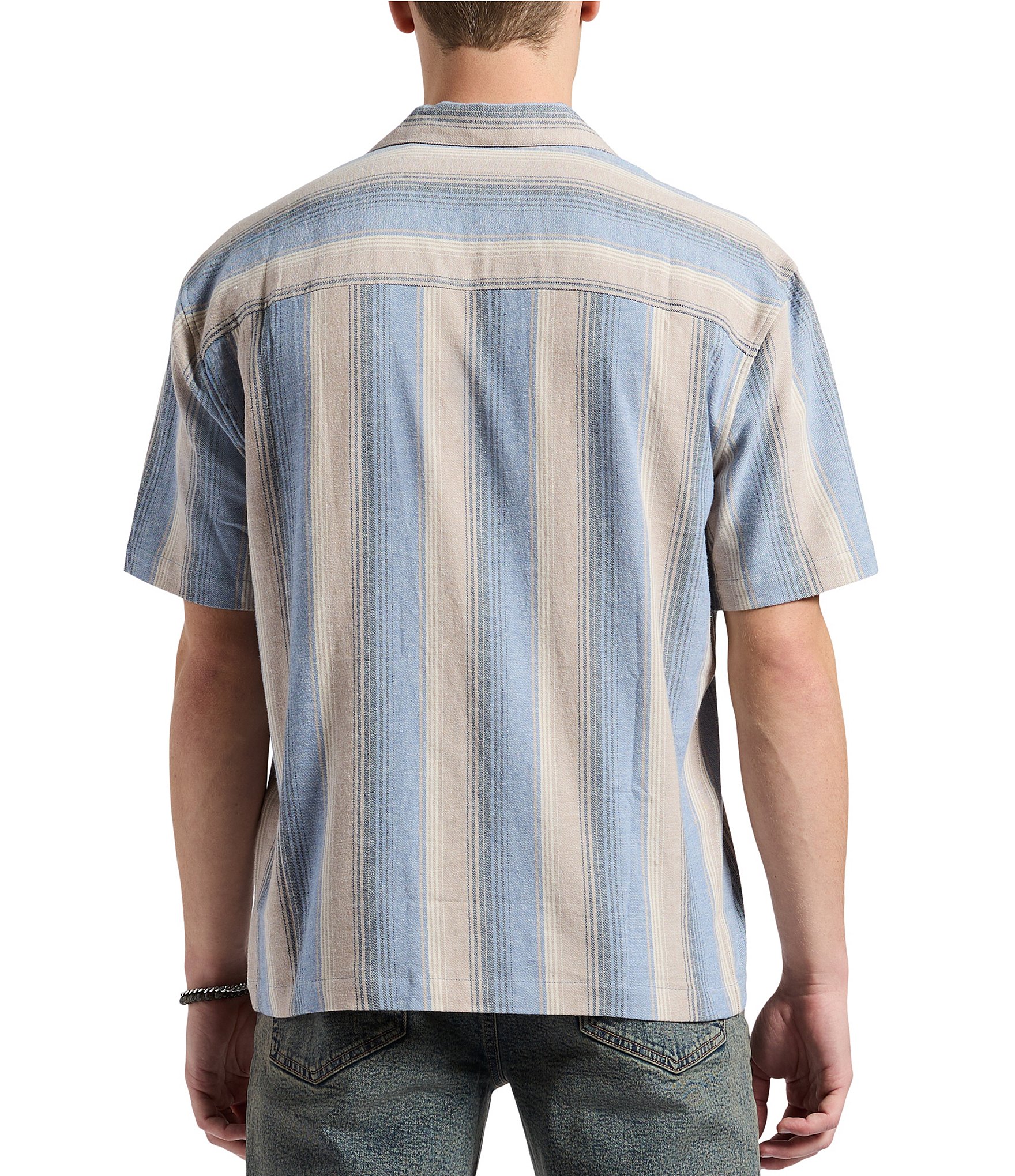 Buffalo David Bitton Salaman Camp Collar Button Front Stripe Top