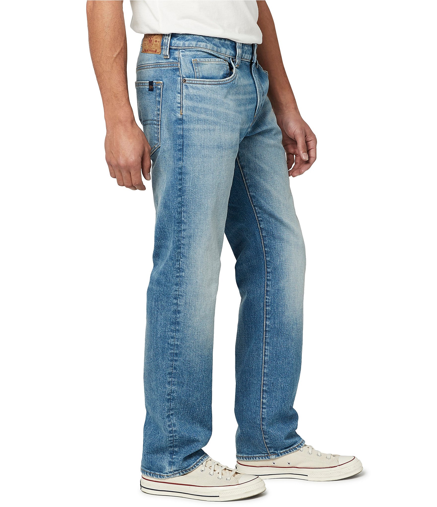 Buffalo David Bitton Sanded Mid-Blue Relaxed Straight Driven Jeans