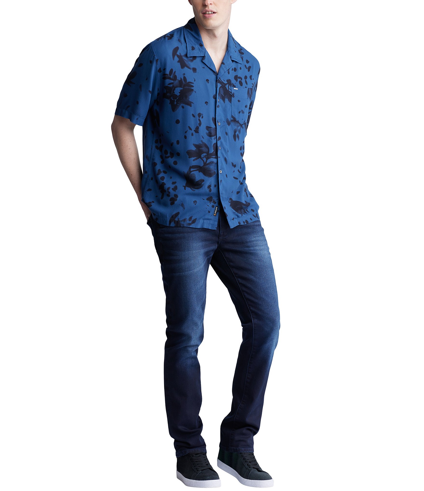 Buffalo David Bitton Sinzo Short Sleeve Tone-On-Tone-Pattern Woven Shirt