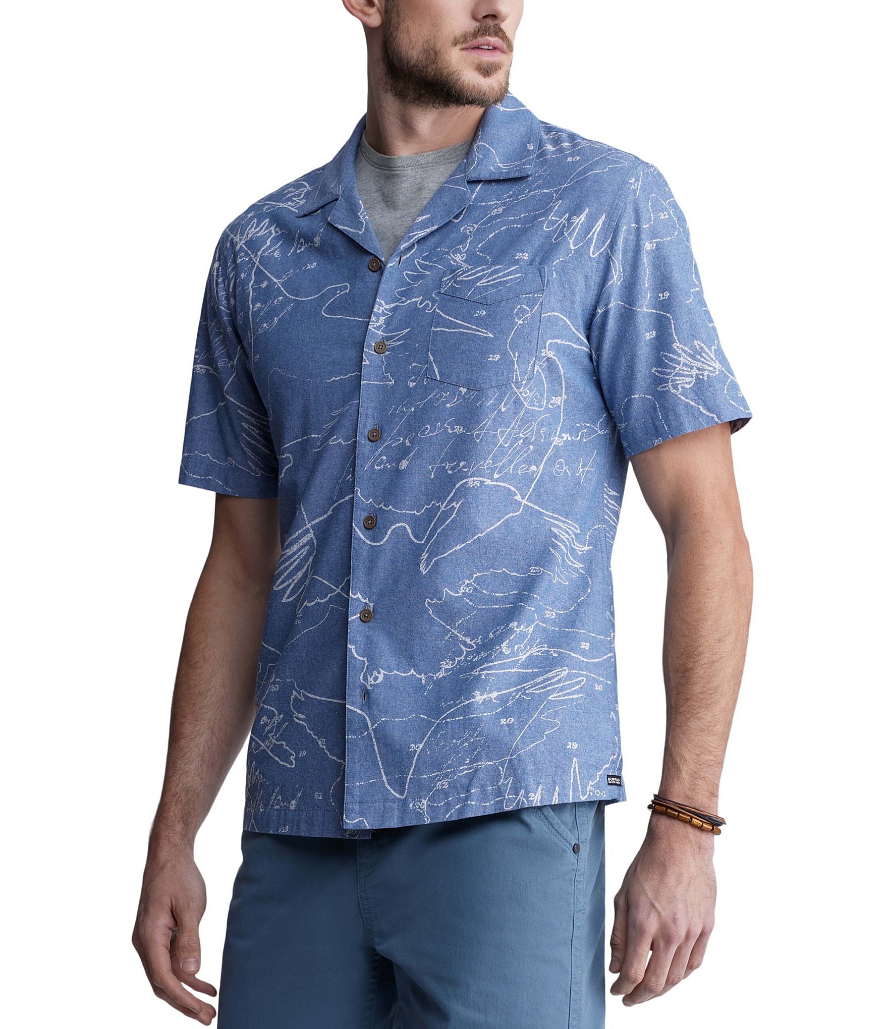Buffalo David Bitton Sirvan Short Sleeve Nuanced Eagle Print Button Down Shirt