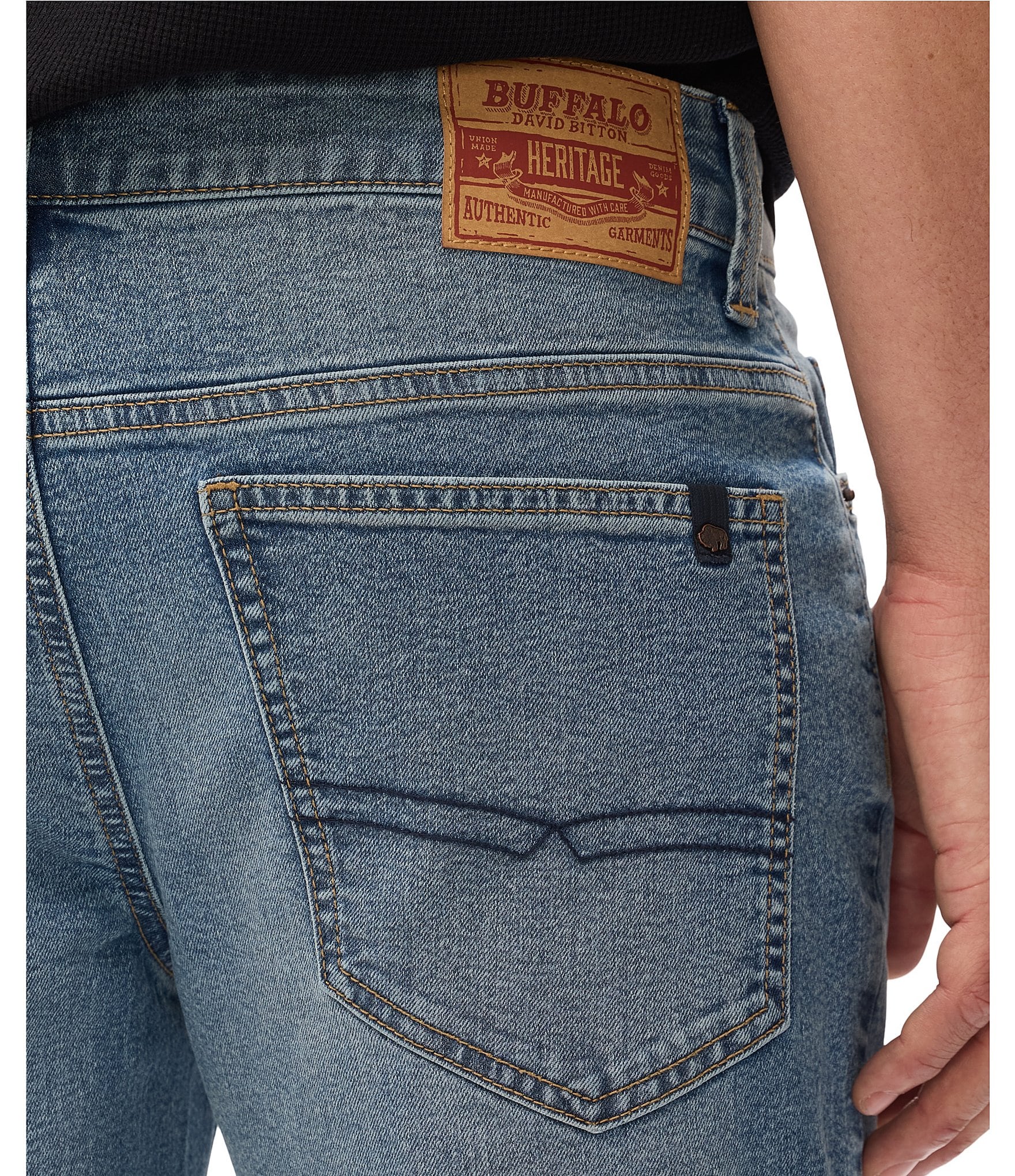 Buffalo David Bitton Straight Six Whiskered Worn-In Jeans