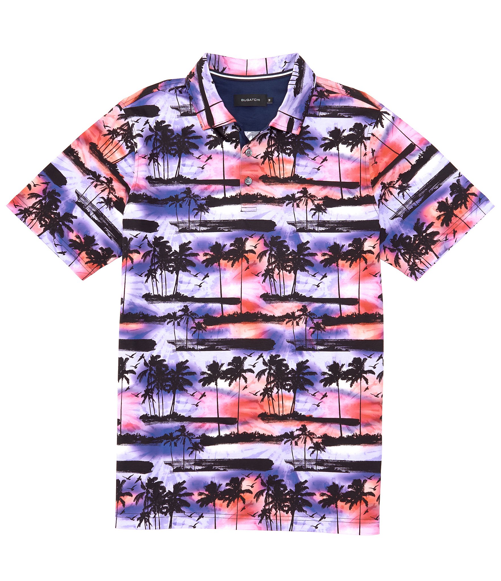 Bugatchi Tropical Digital Print Short-Sleeve Polo Shirt | Dillard's