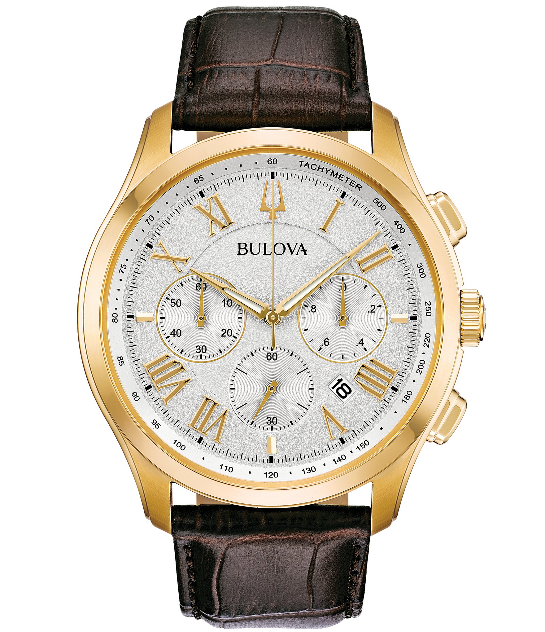 Bulova Classic Collection Men's Wilton Chronograph Brown Leather Strap Watch