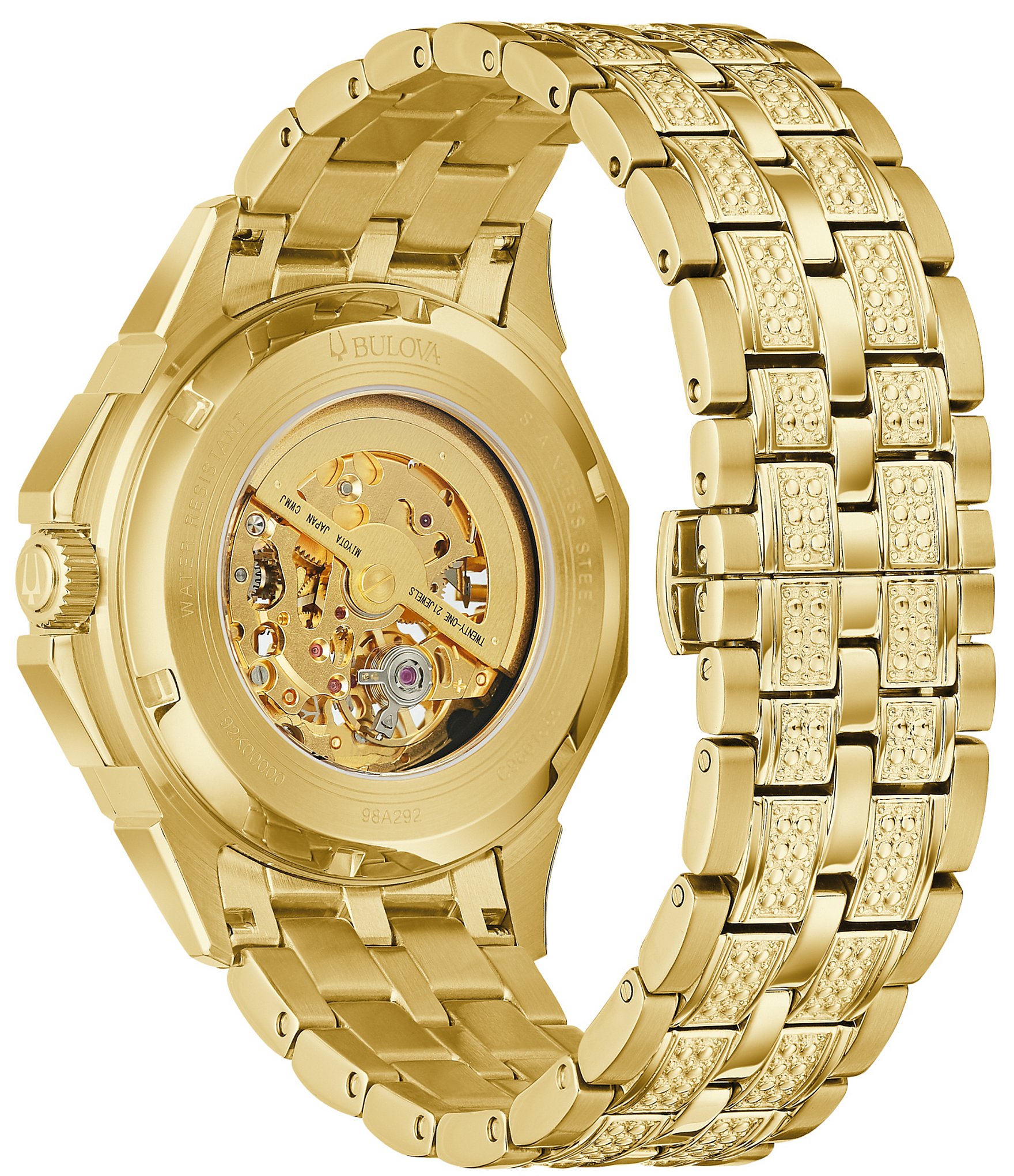 Bulova Crystal Collection Men's Automatic Gold Tone Stainless Steel Bracelet Watch