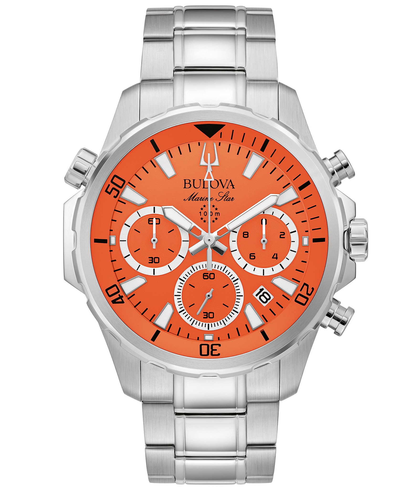 Bulova Marine Star Collection Men's Orange Dial Chronograph Watch