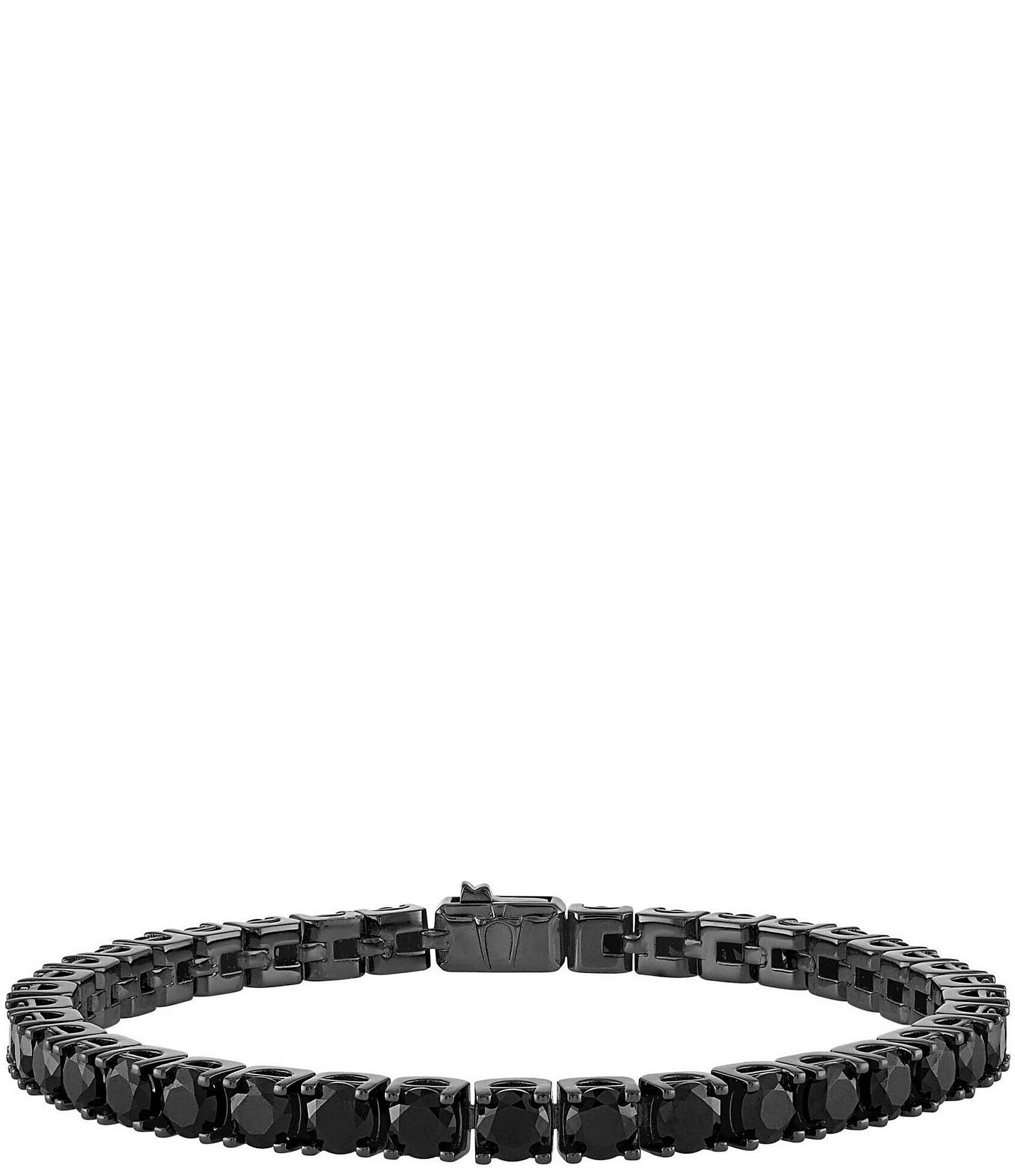 Bulova Men's Black Tone Sterling Silver Tennis Line Bracelet