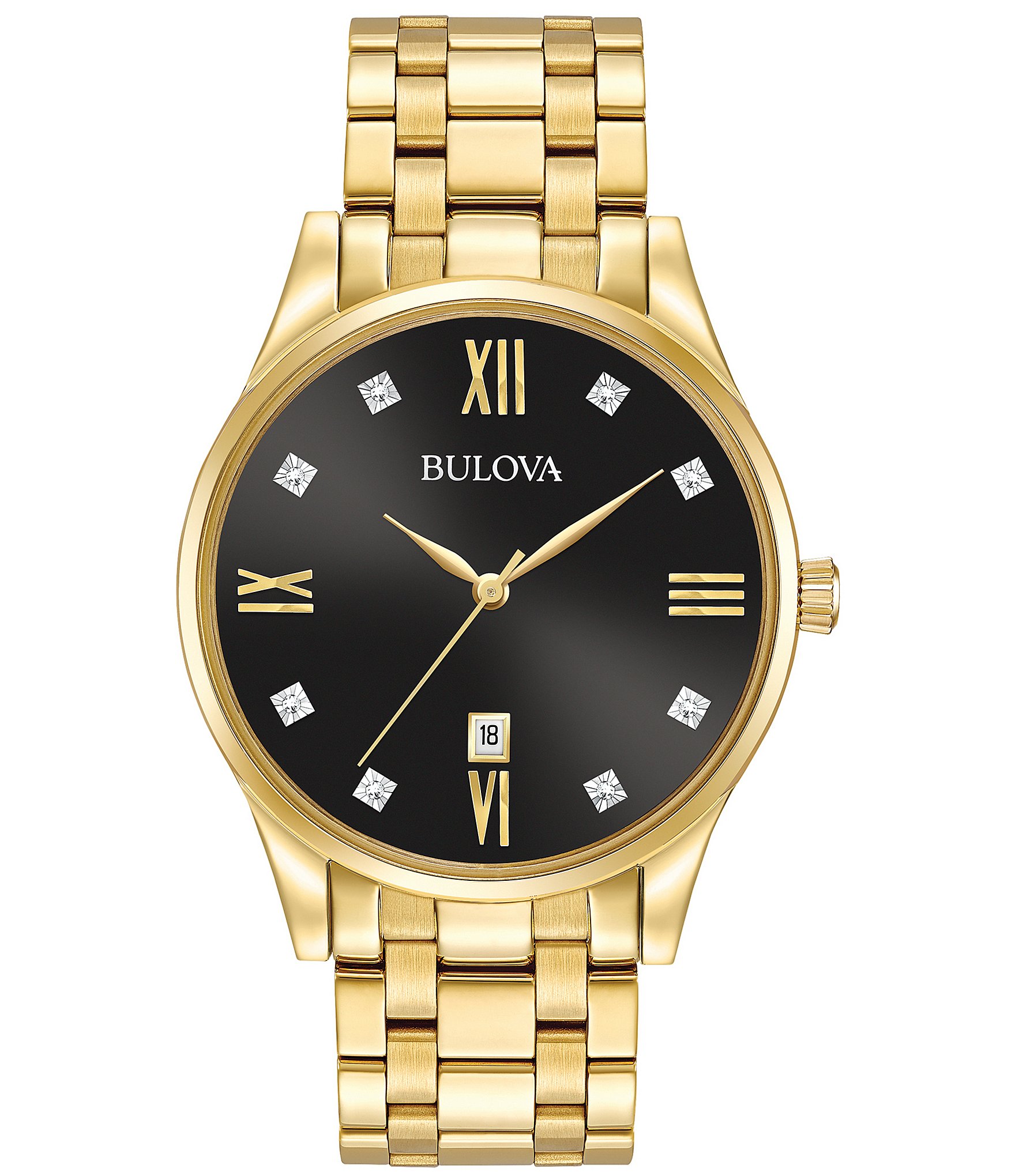 Bulova Men's Classic Diamond Quartz Gold Stainless Steel Bracelet Watch