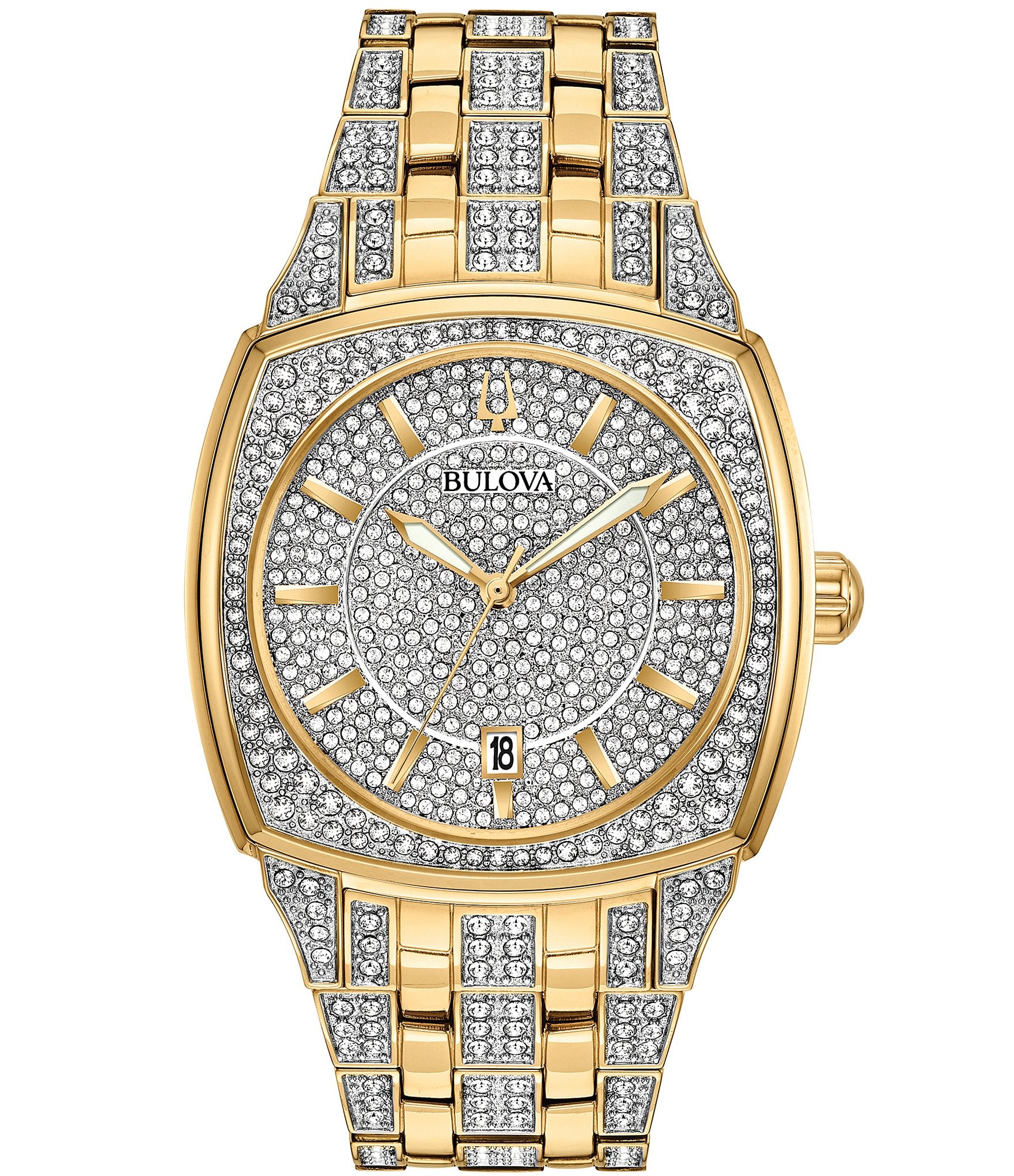 Bulova Men's Crystal Pave Two Tone Bracelet Watch