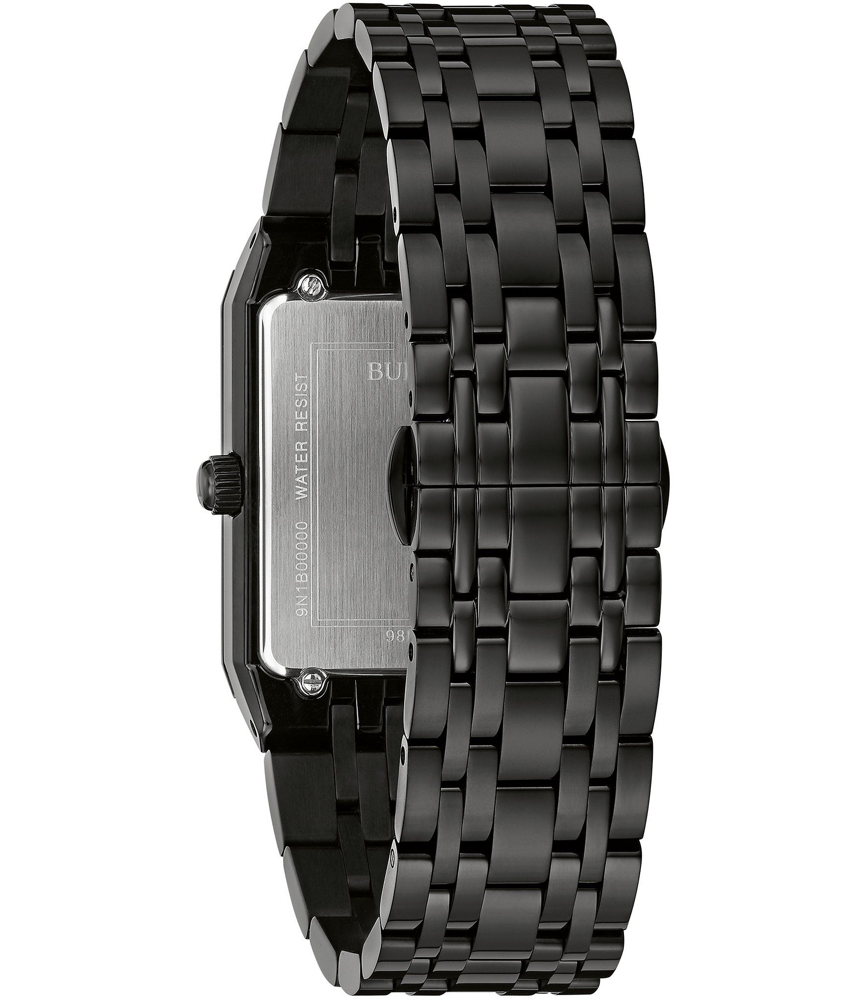 Bulova Men's Diamond Accent Black Stainless Steel Bracelet Watch