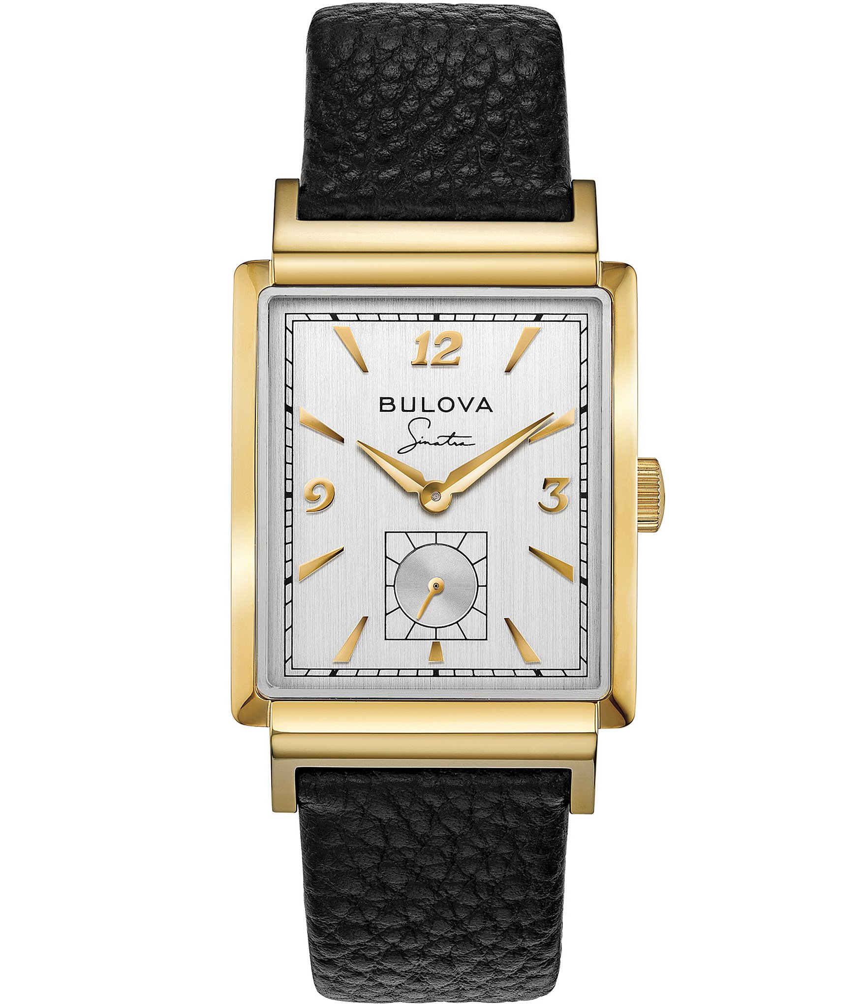 Bulova black sales leather watch