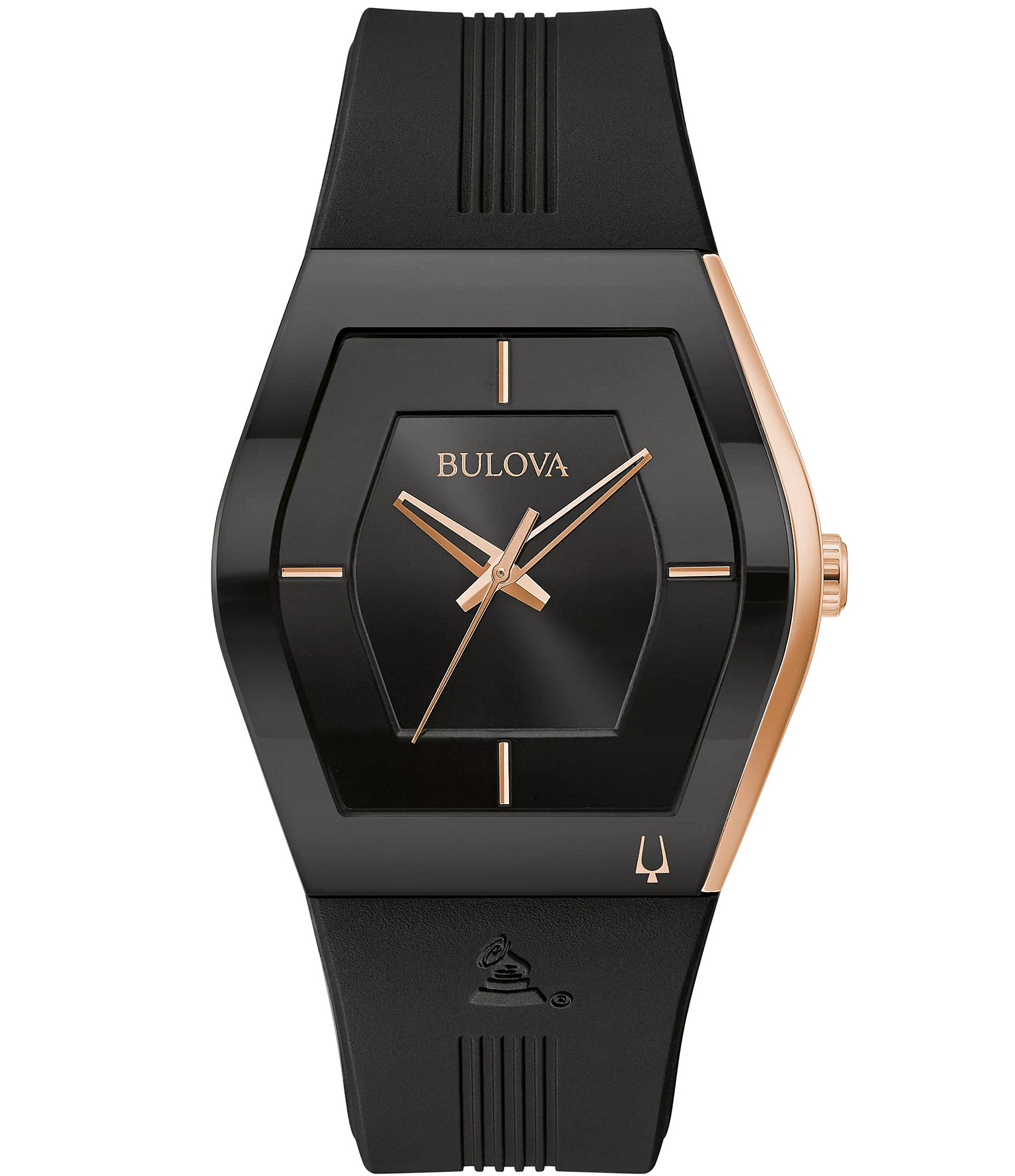 Bulova Men's GRAMMY Gemini Black Silicone Strap Watch