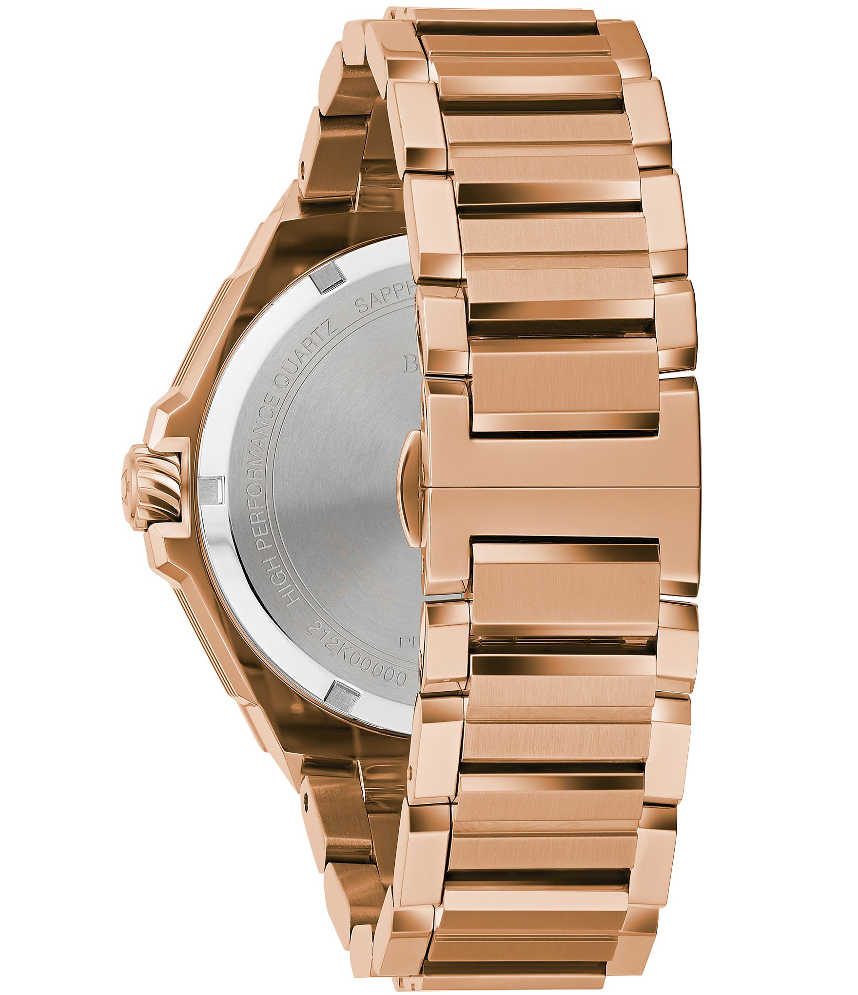 Bulova Men's Precisionist Rose Gold Diamond Dial Stainless Steel Bracelet Watch