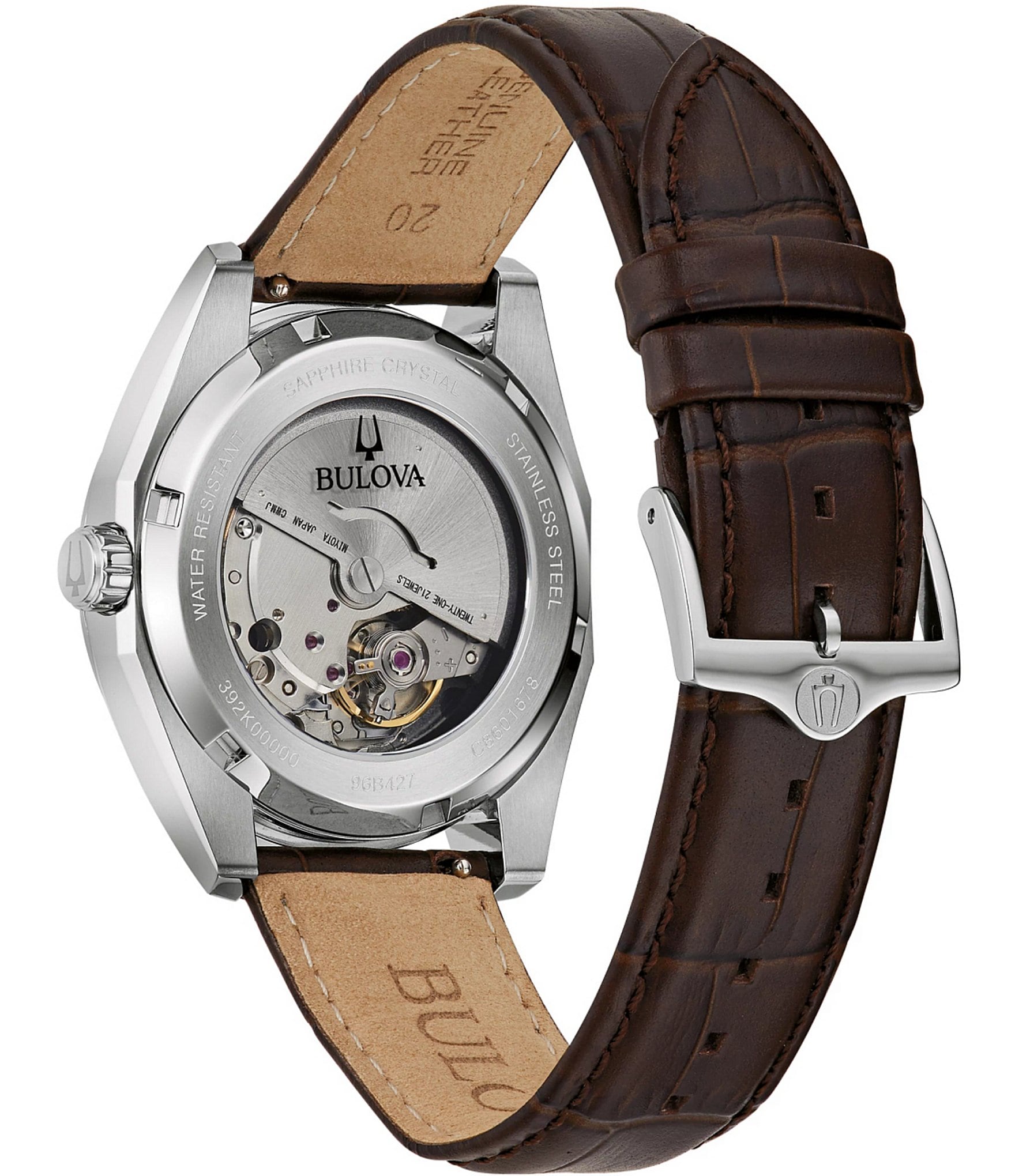 Bulova Men's Surveyor Mechanical Automatic Brown Leather Strap Watch