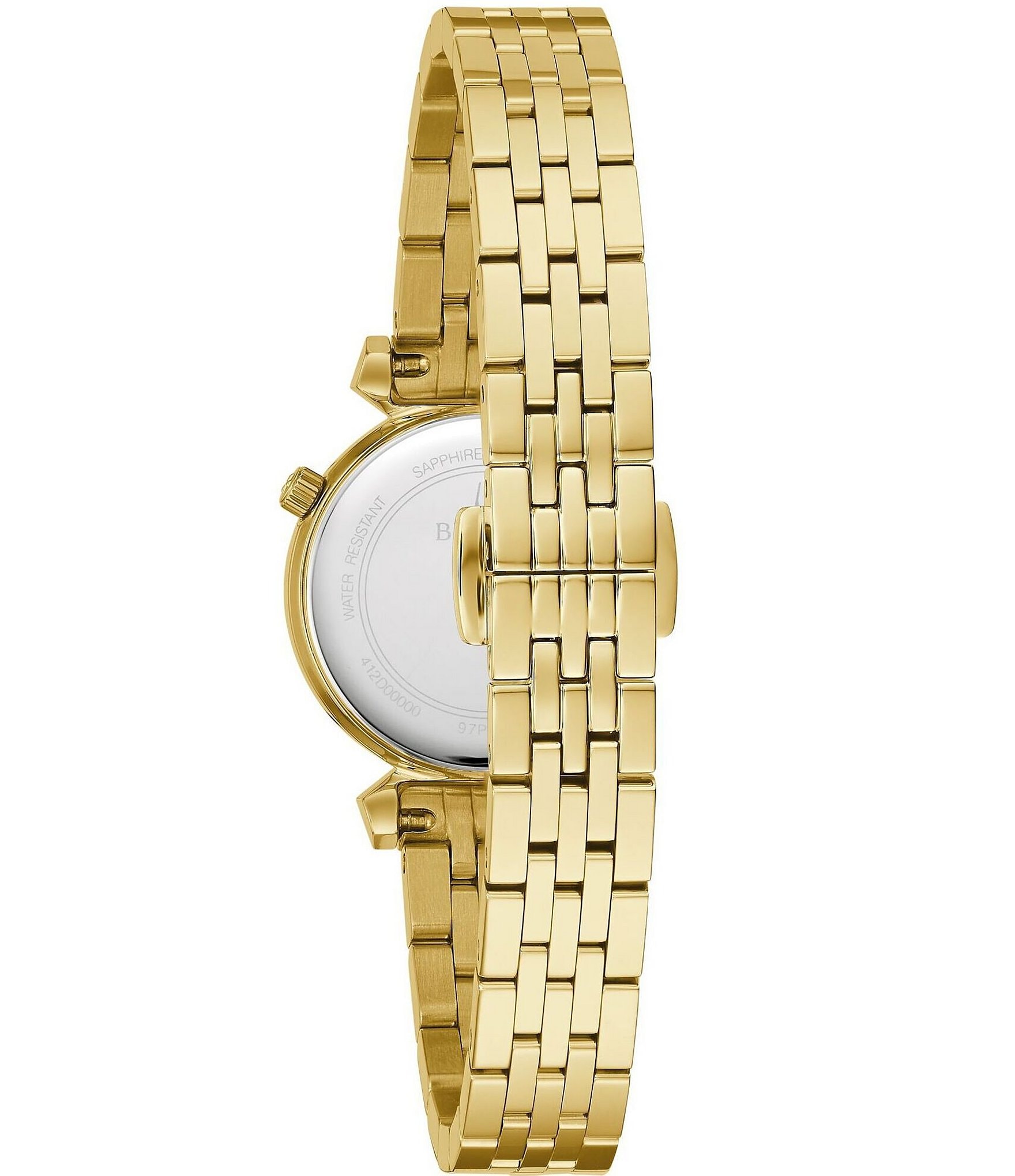 Bulova Women's Classic Two Hand Gold Tone Mother of Pearl Dial Stainless Steel Bracelet Watch