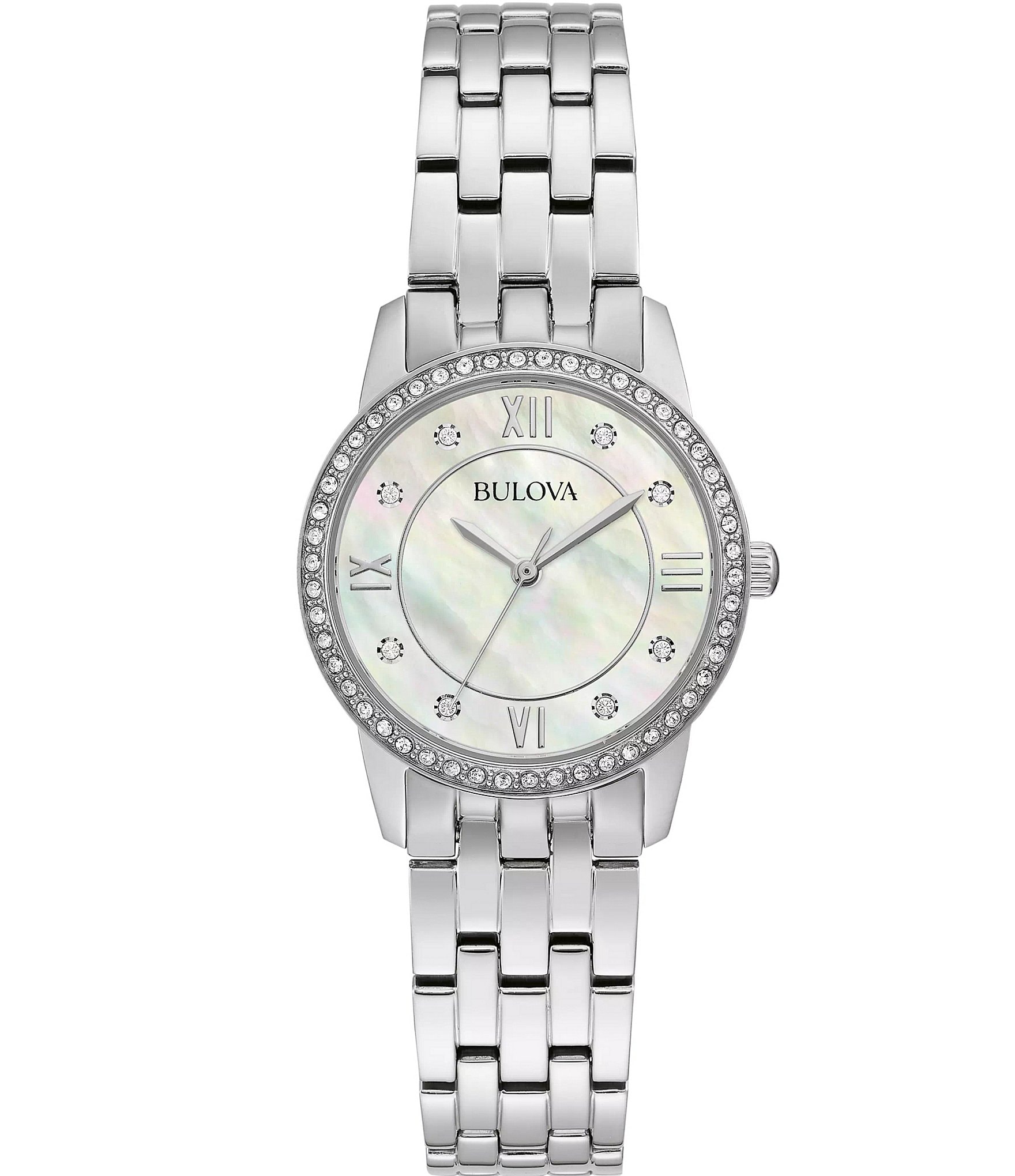 Bulova Women's Crystal Box Set Mother-of-Pearl Analog Watch