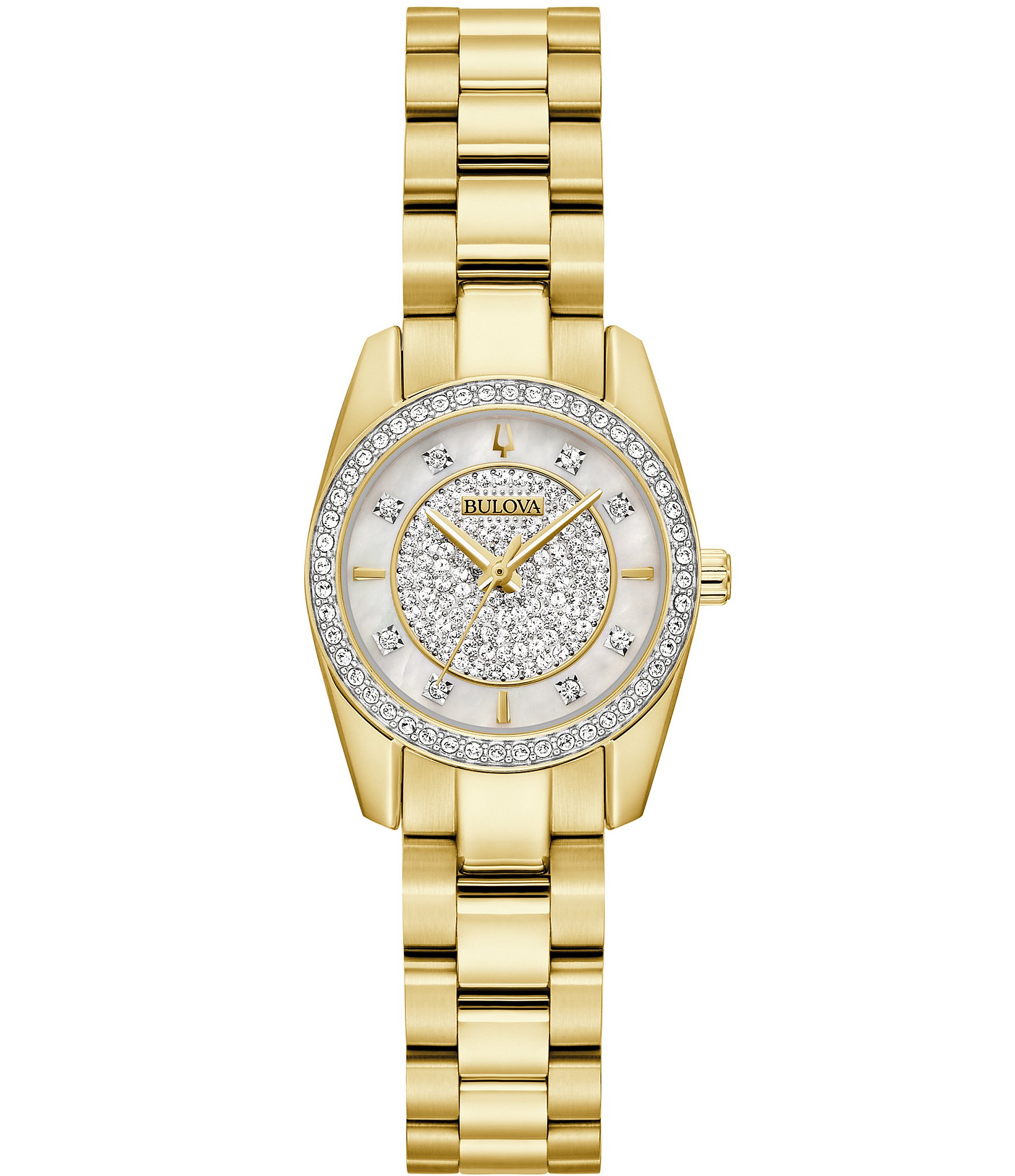 Bulova Women's Crystal Collection Gold Tone Stainless Steel Bracelet Watch