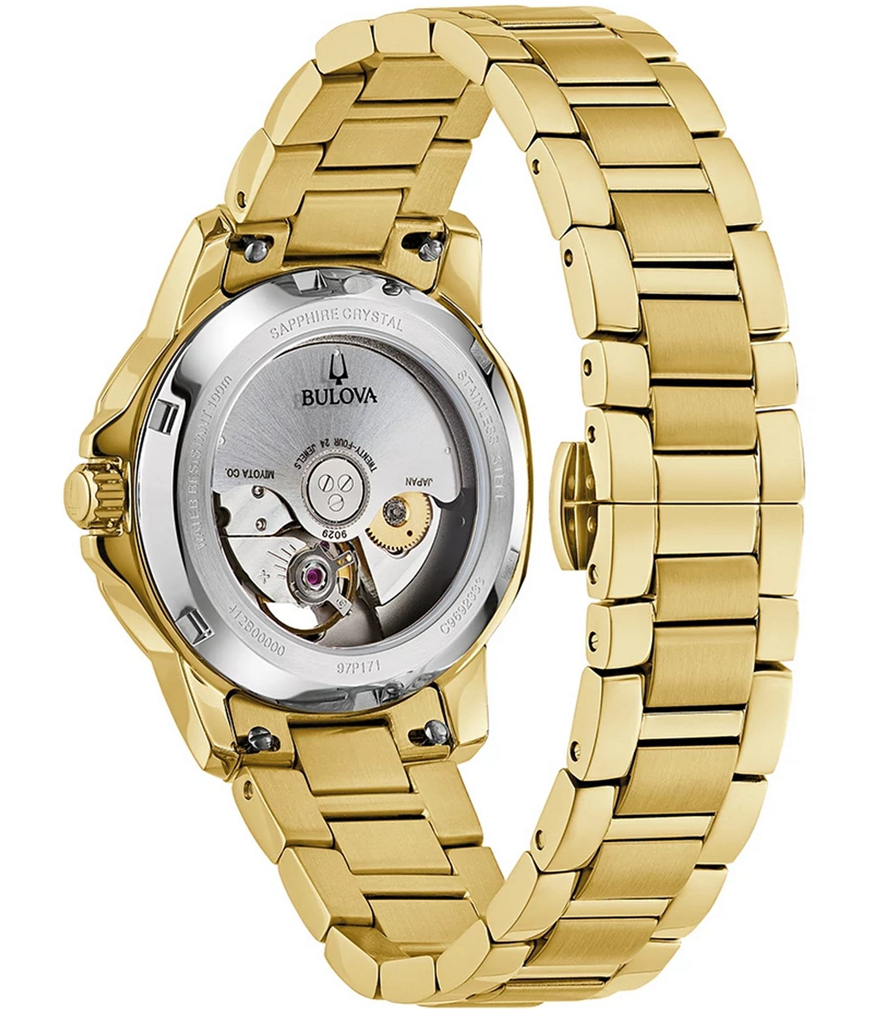 Bulova Women's Crystal Marine Star Mechanical Automatic Gold Tone Stainless Steel Bracelet Watch