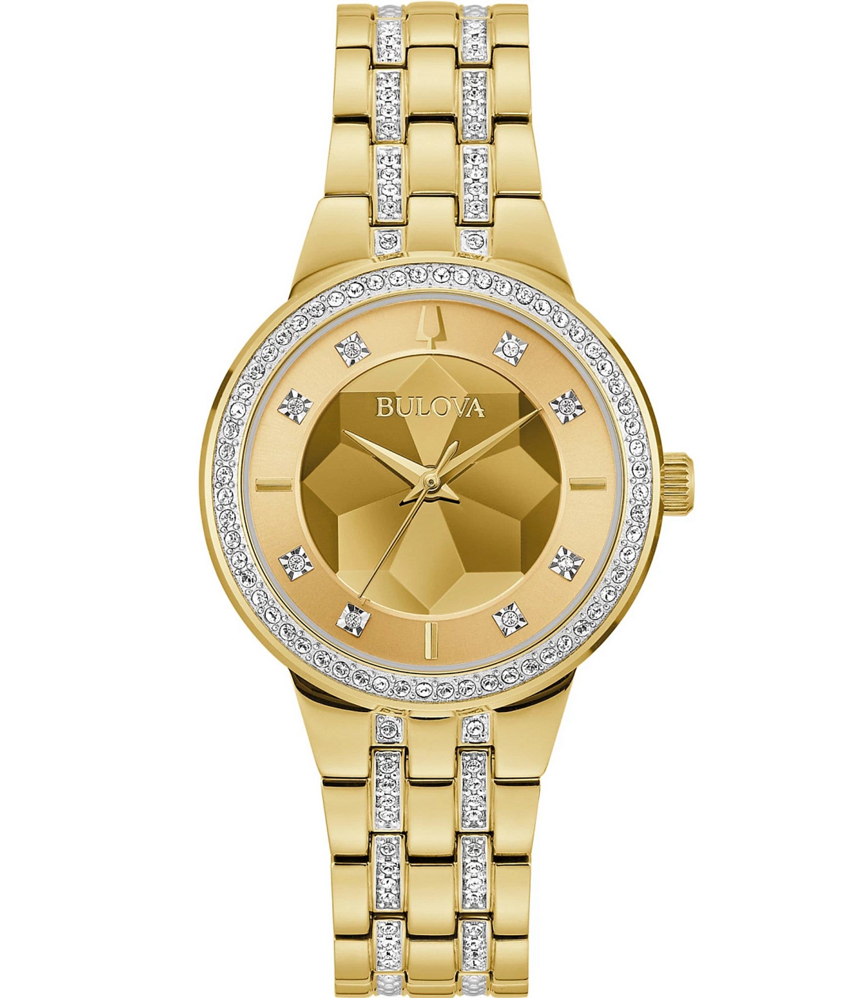 Bulova Women's Crystal Phantom Quartz Analog Gold Tone Stainless Steel Bracelet Watch