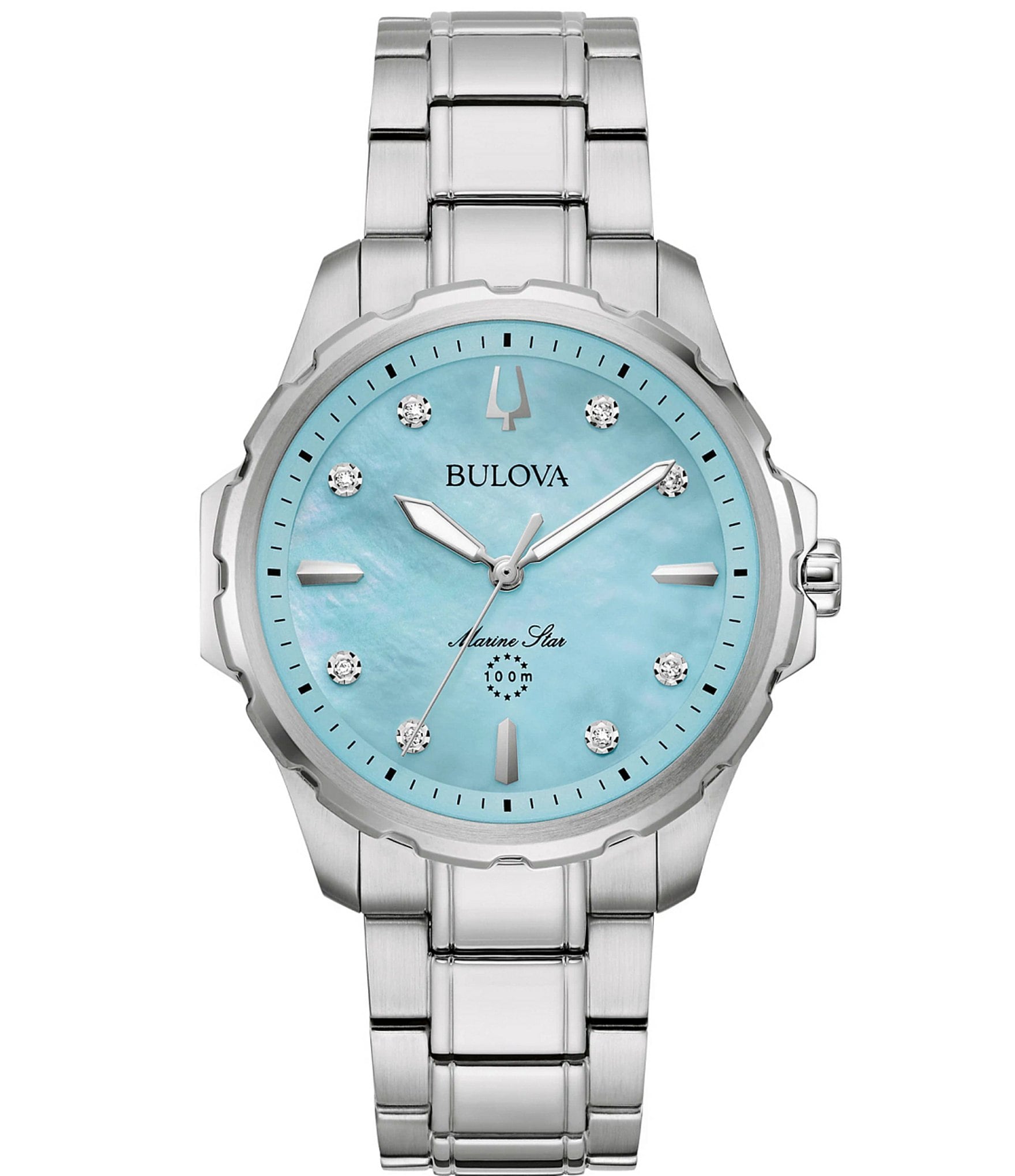 Bulova Women's Marine Star Collection Diamond Accents Quartz Analog Stainless Steel Bracelet Watch