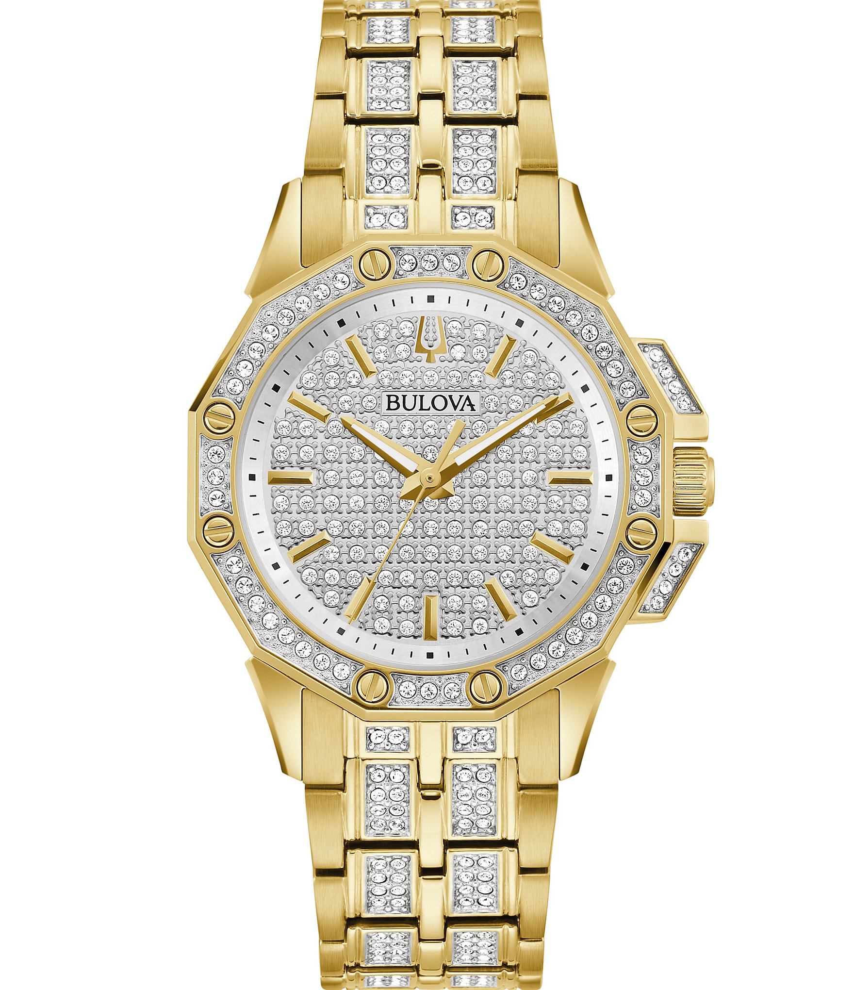 Bulova Women's Octava Crystal Quartz Analog Gold Stainless Steel Bracelet Watch