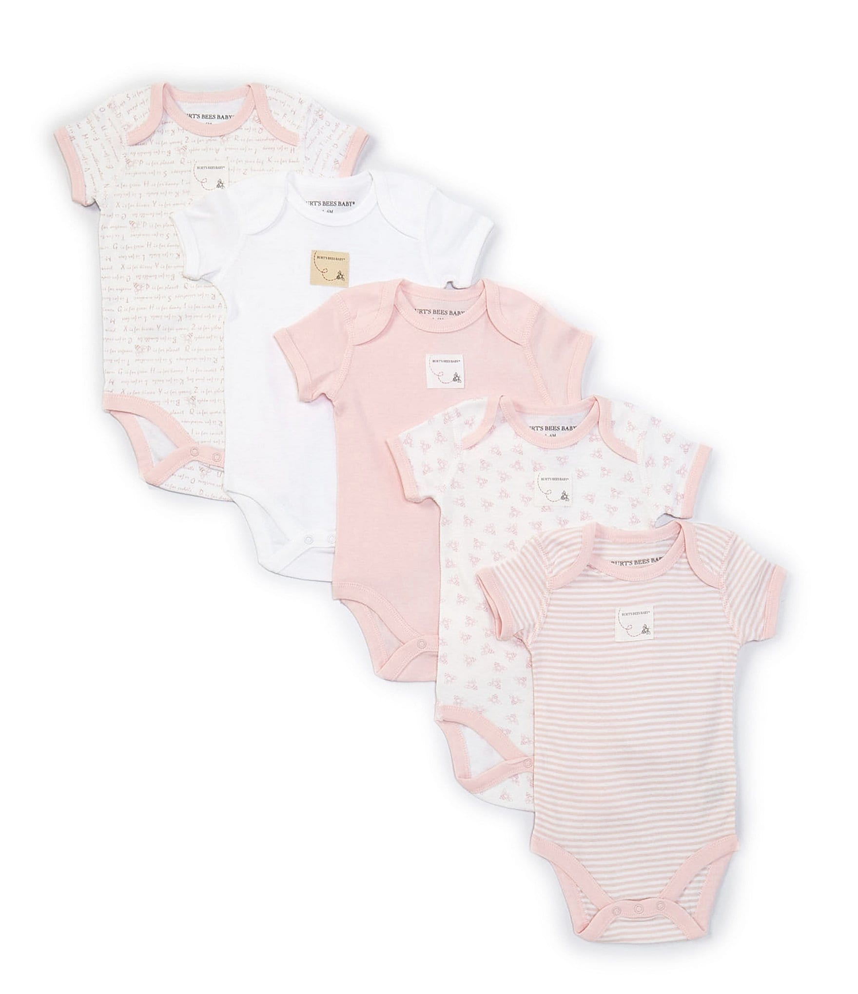 Burt's Bees Baby 3-12 Months Short-Sleeve Solid/Printed 5-Pack ...