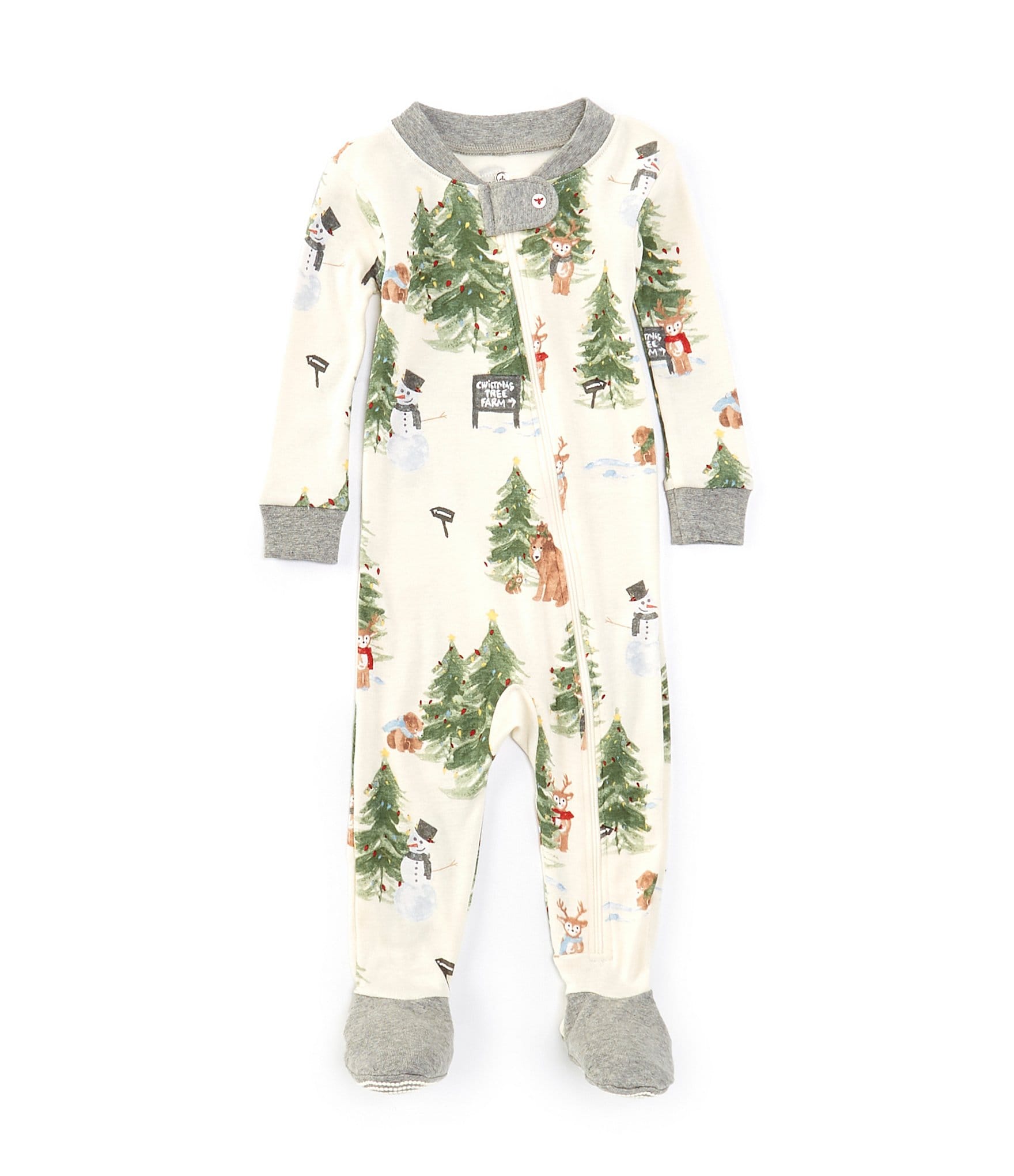 Burt's Bees Baby Boys Newborn-18 Months Long-Sleeve Christmas Tree Farm Friends Footed Coverall