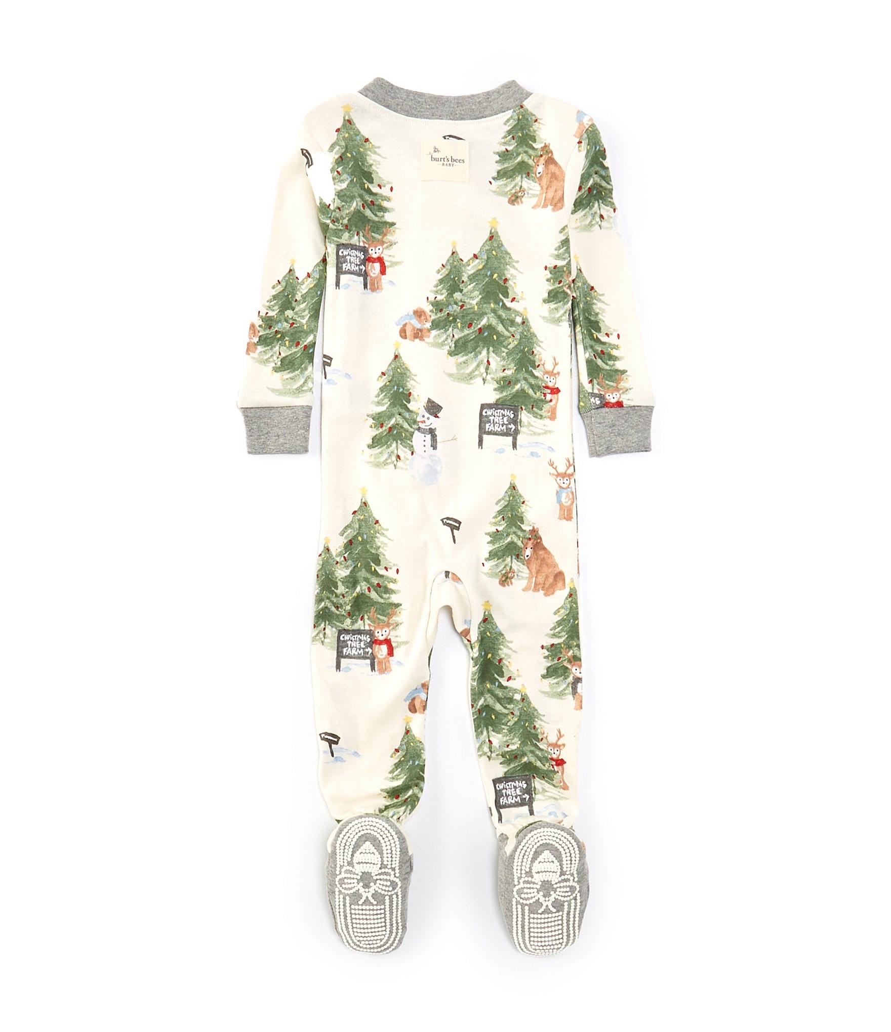 Burt's Bees Baby Boys Newborn-18 Months Long-Sleeve Christmas Tree Farm Friends Footed Coverall