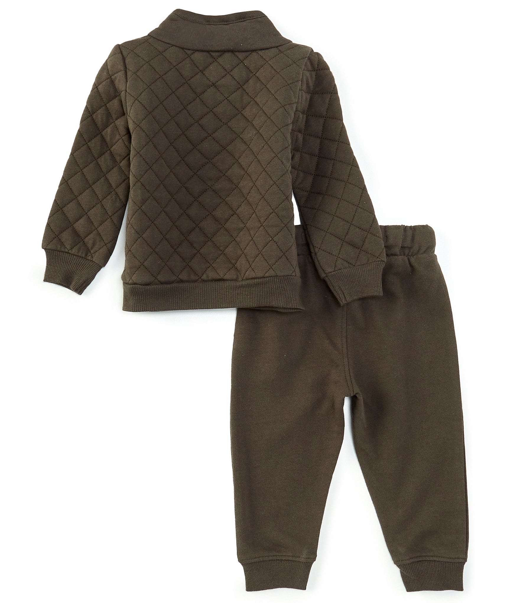 Burt's Bees Baby Boys Newborn-24 Months Long Sleeve Quilted Jersey 1/4 Zip & French Terry Jogger Pant Set