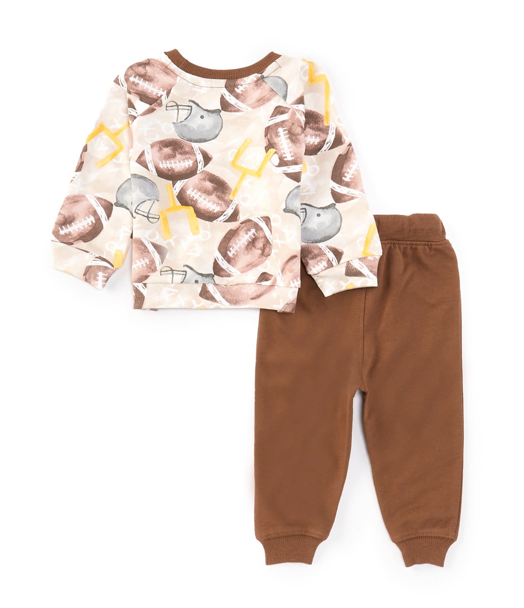 Burt's Bees Baby Boys Newborn-24 Months Raglan Sleeve Football-Themed Sweatshirt & Solid Jogger Pant Set