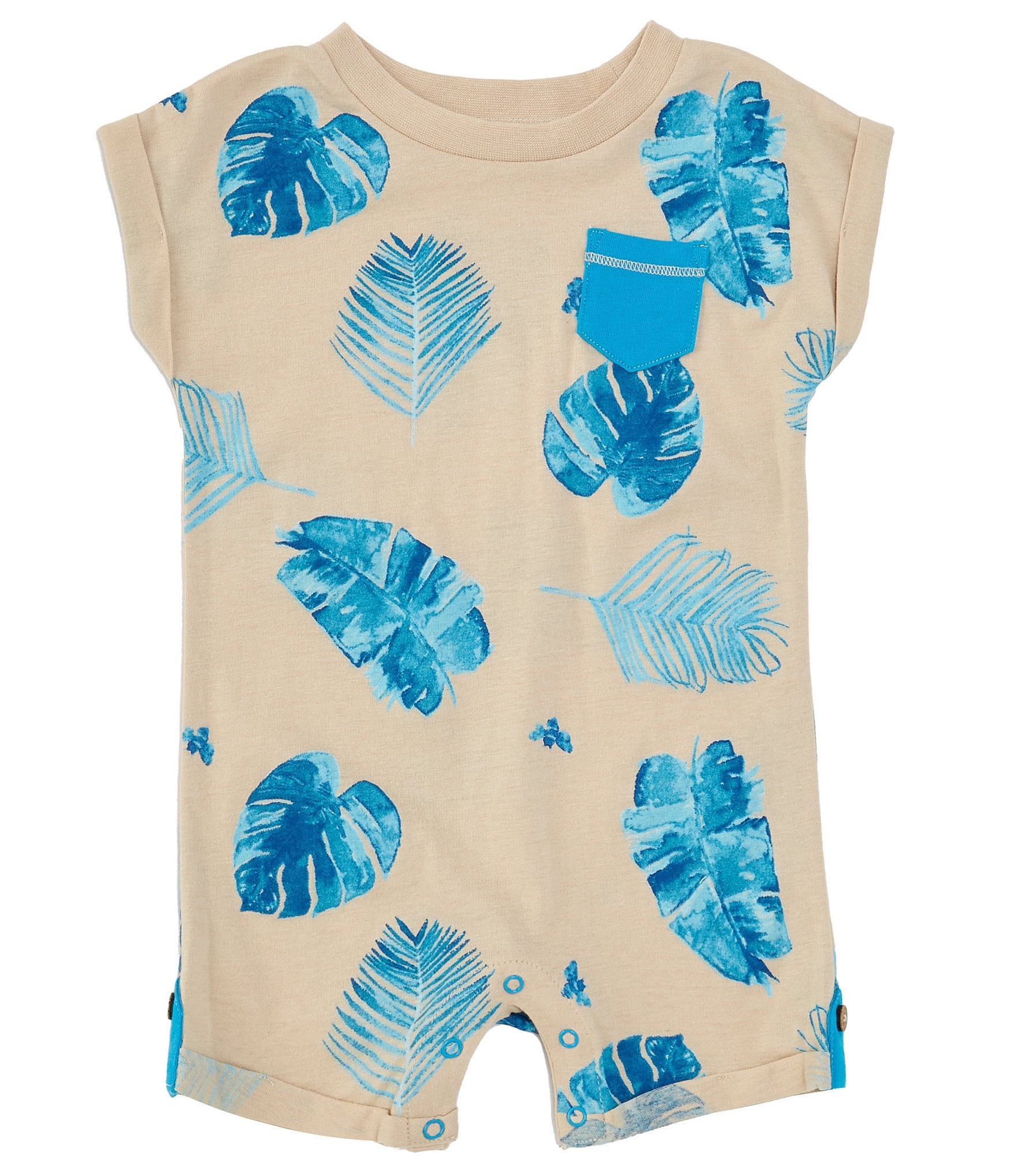 Burt's Bees Baby Boys Newborn-24 Months Short Sleeve Bold Palms Shortall