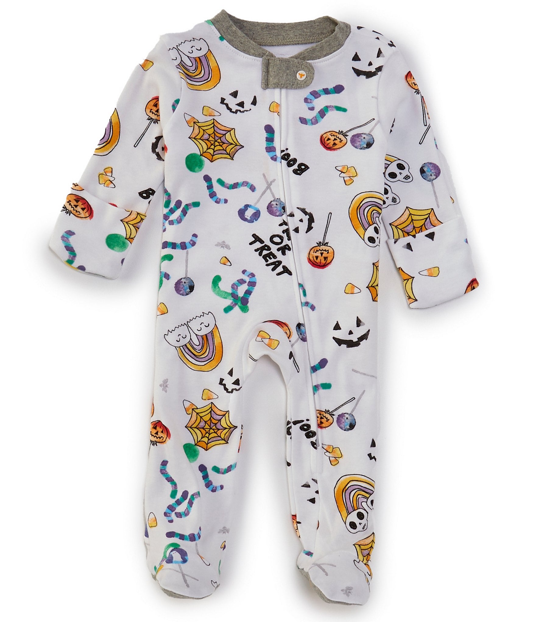 Burt's Bees Baby Boys Newborn-9 Months Long Sleeve Halloween Treats Footed Coverall