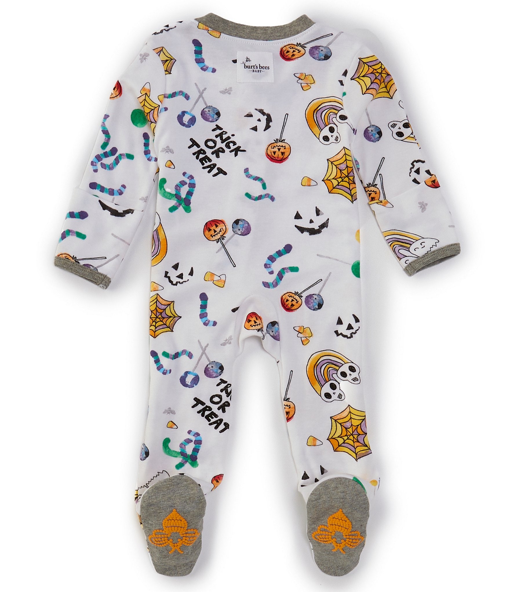 Burt's Bees Baby Boys Newborn-9 Months Long Sleeve Halloween Treats Footed Coverall