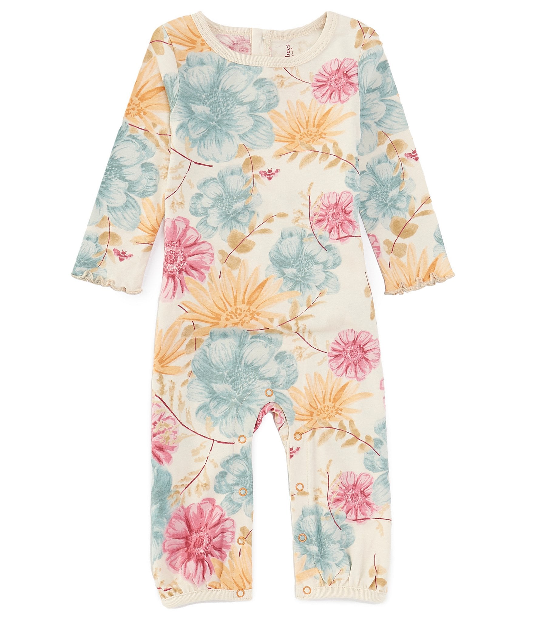 Burt's Bees Baby Girls Newborn-18 Months Long-Sleeve Mountain Floral Coverall