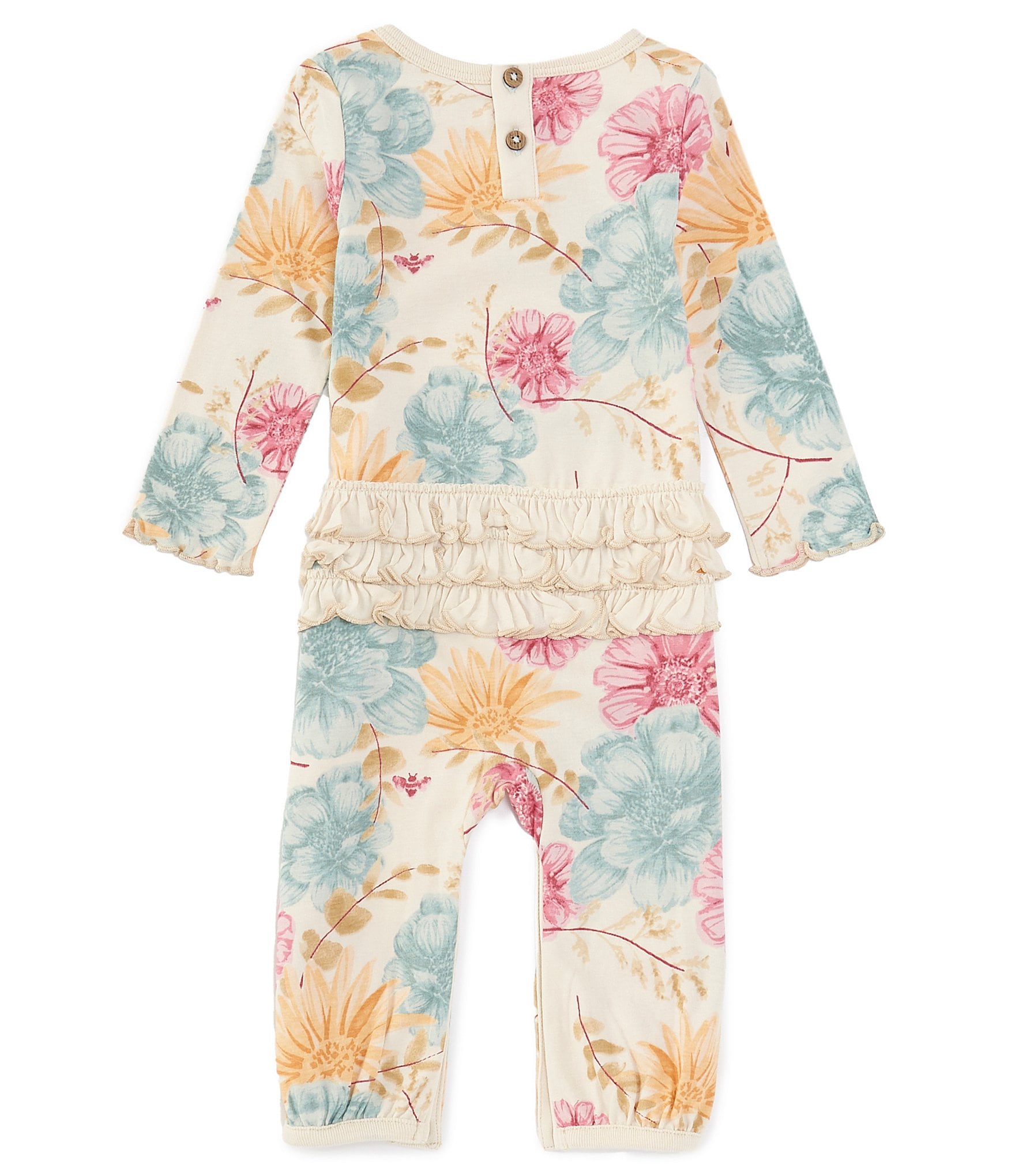 Burt's Bees Baby Girls Newborn-18 Months Long-Sleeve Mountain Floral Coverall