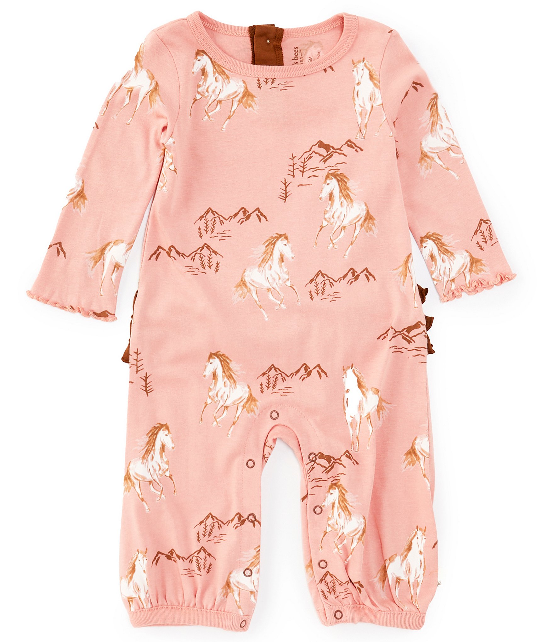 Burt's Bees Baby Girls Newborn-24 Months Long Sleeve Horse Love Coverall