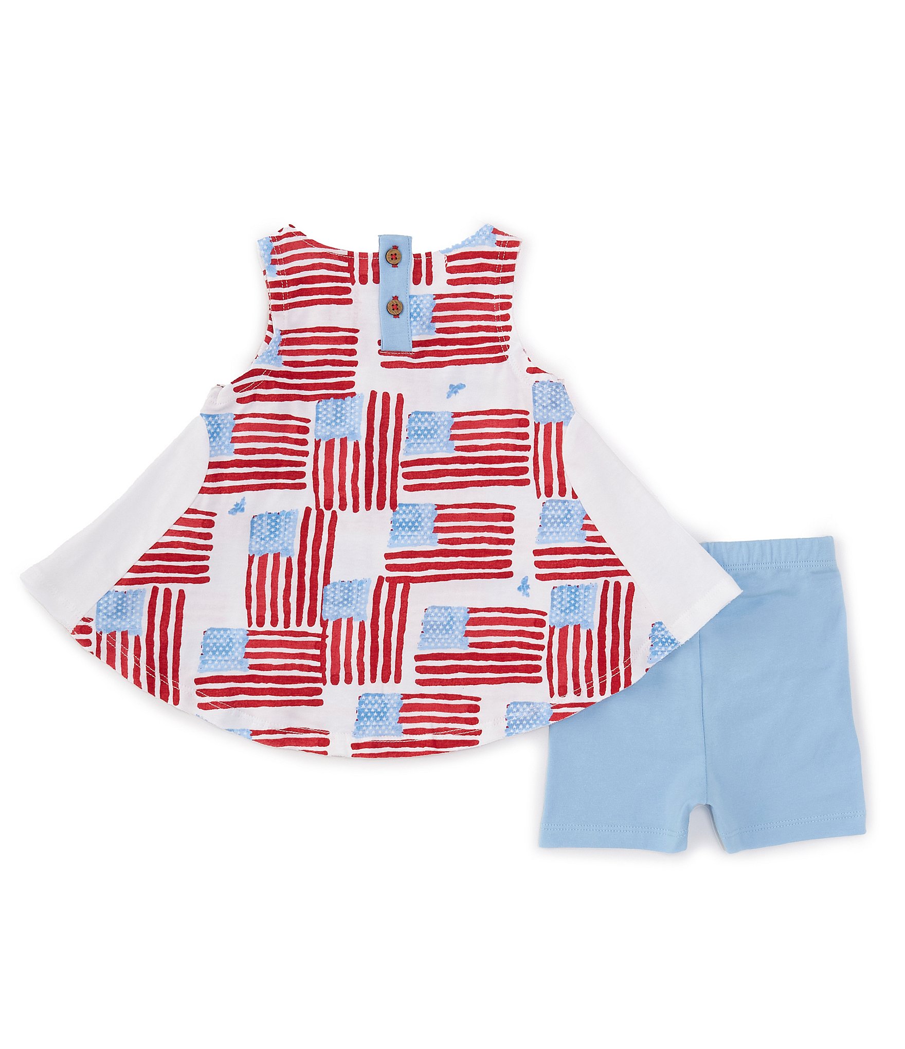 Burt's Bees Baby Girls Newborn-24 Months Sleeveless Grand Ol' Flag Tunic Top & Solid Bike Shorts Set