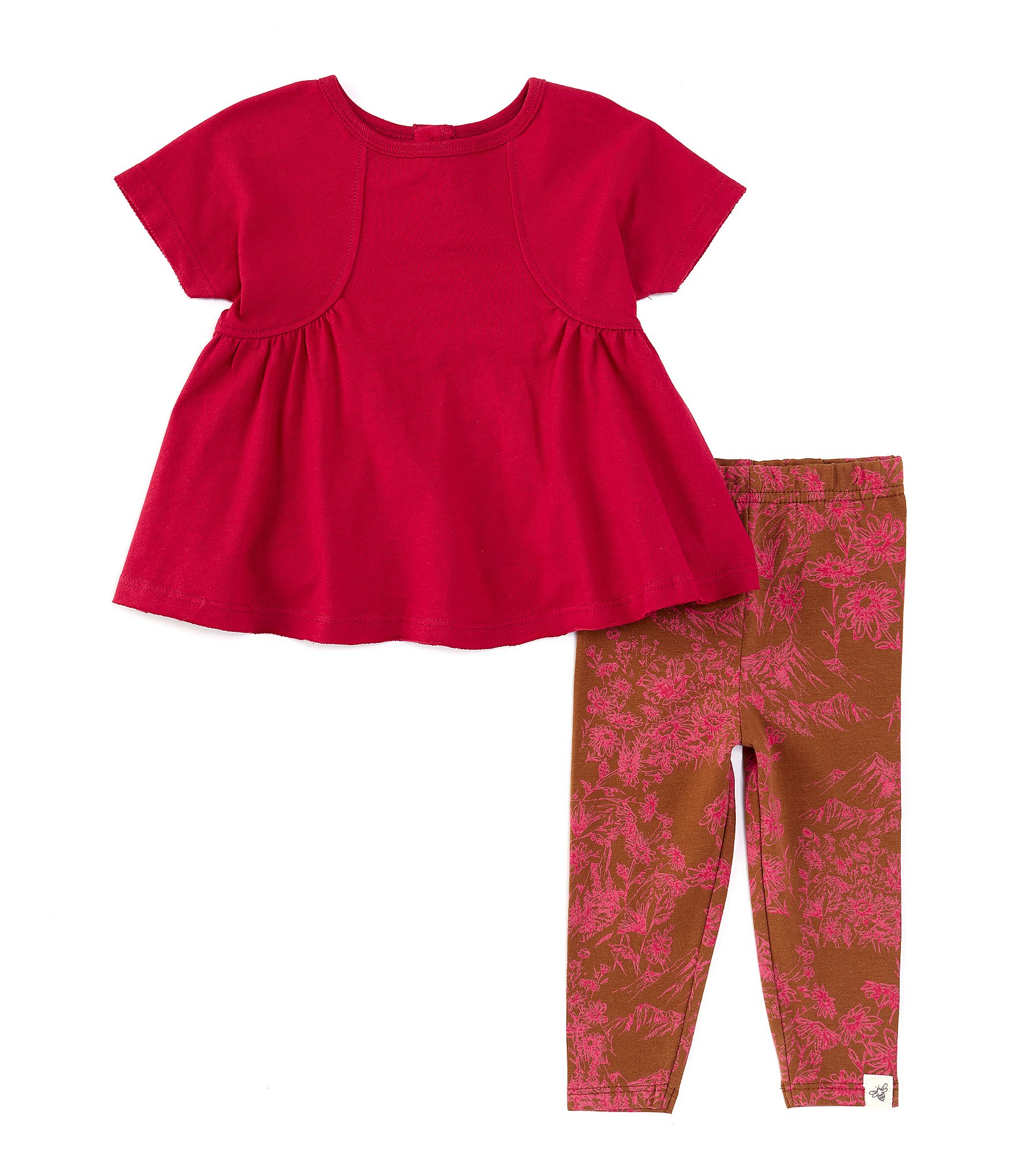 Burt's Bees Baby Girls Newborn-24 Months Valley Flowers Short Sleeve Tunic Top & Leggings Set