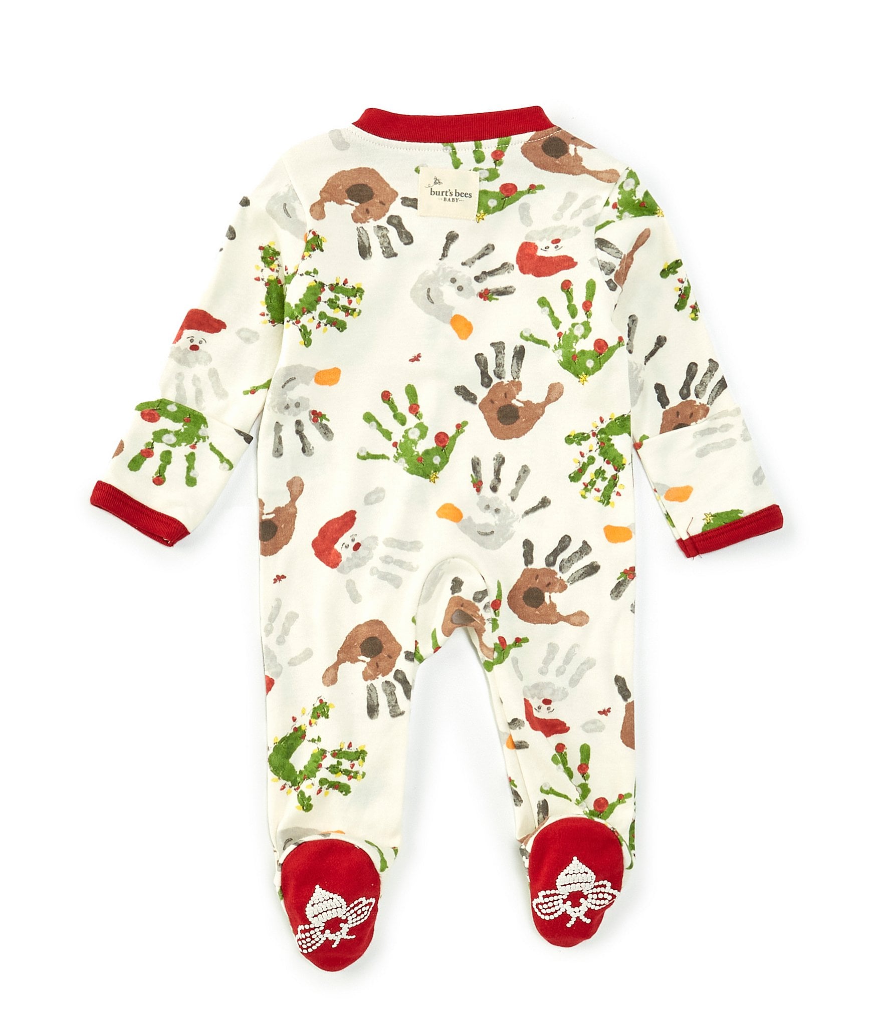 Burt's Bees Baby Newborn-6 Months Long-Sleeve Holiday Hands Christmas Footie Coverall