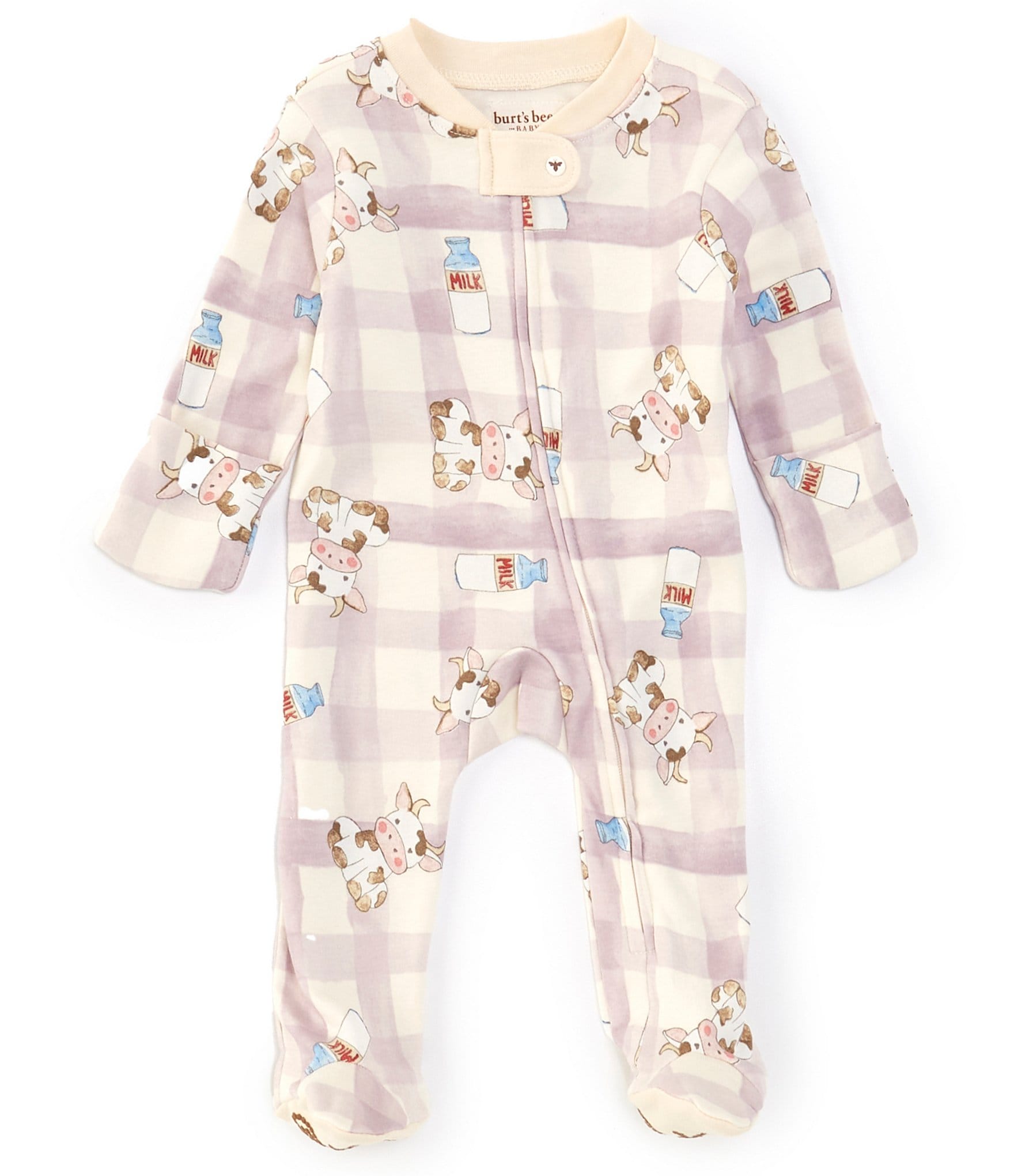 Burt's Bees Baby Newborn-6 Months Long Sleeve Moo Milk Please Footed Coverall