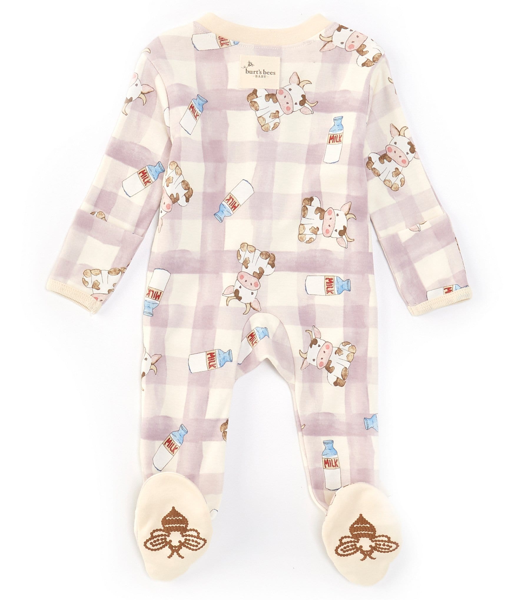 Burt's Bees Baby Newborn-6 Months Long Sleeve Moo Milk Please Footed Coverall